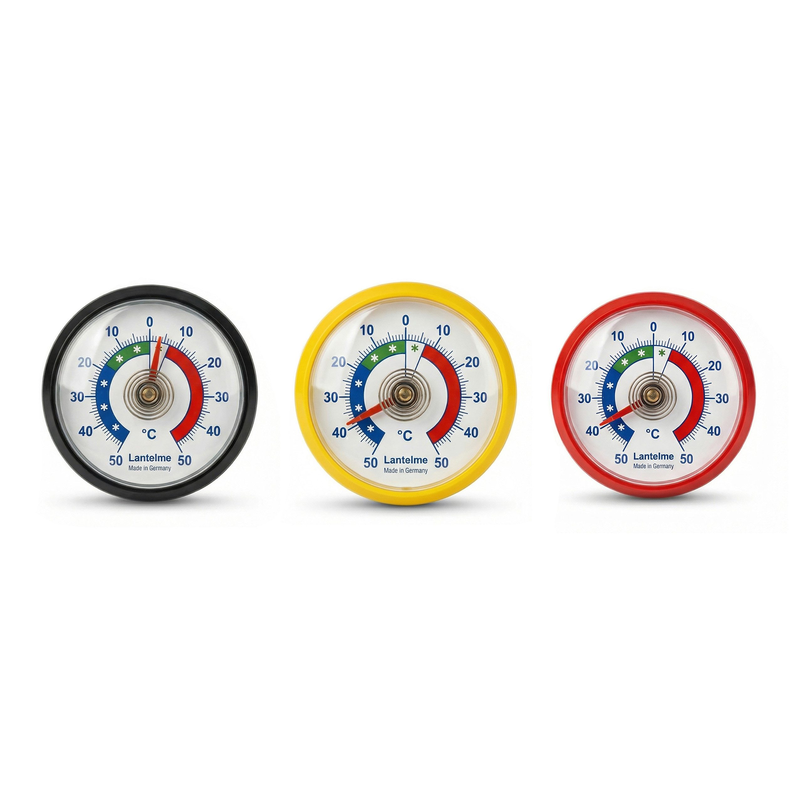 Lantelme Kühlschrankthermometer Sonderedition Fußball Weltmeisterschaft Gefrierschrank Thermometer Set, 3-tlg., Belgien, Deutschland, Frankreich, Niederlande, Österreich, Spanien, Temperatur + - 50°, Selbstklebend, Nationalfarben Wahl