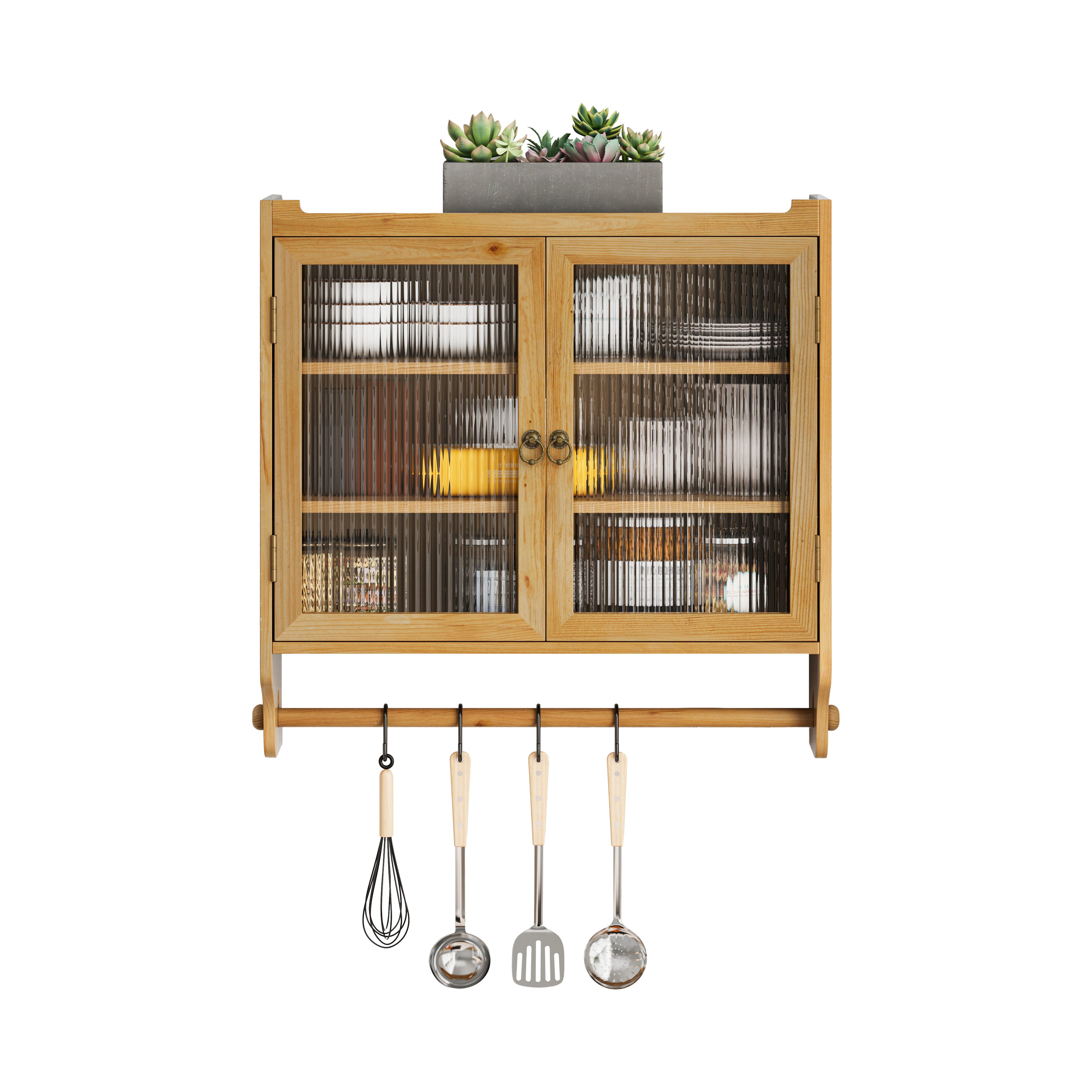 OKWISH Hängeschrank Wandhängeschrank,Glas-Wandregal (Vintage 63 cm Wandrega günstig online kaufen