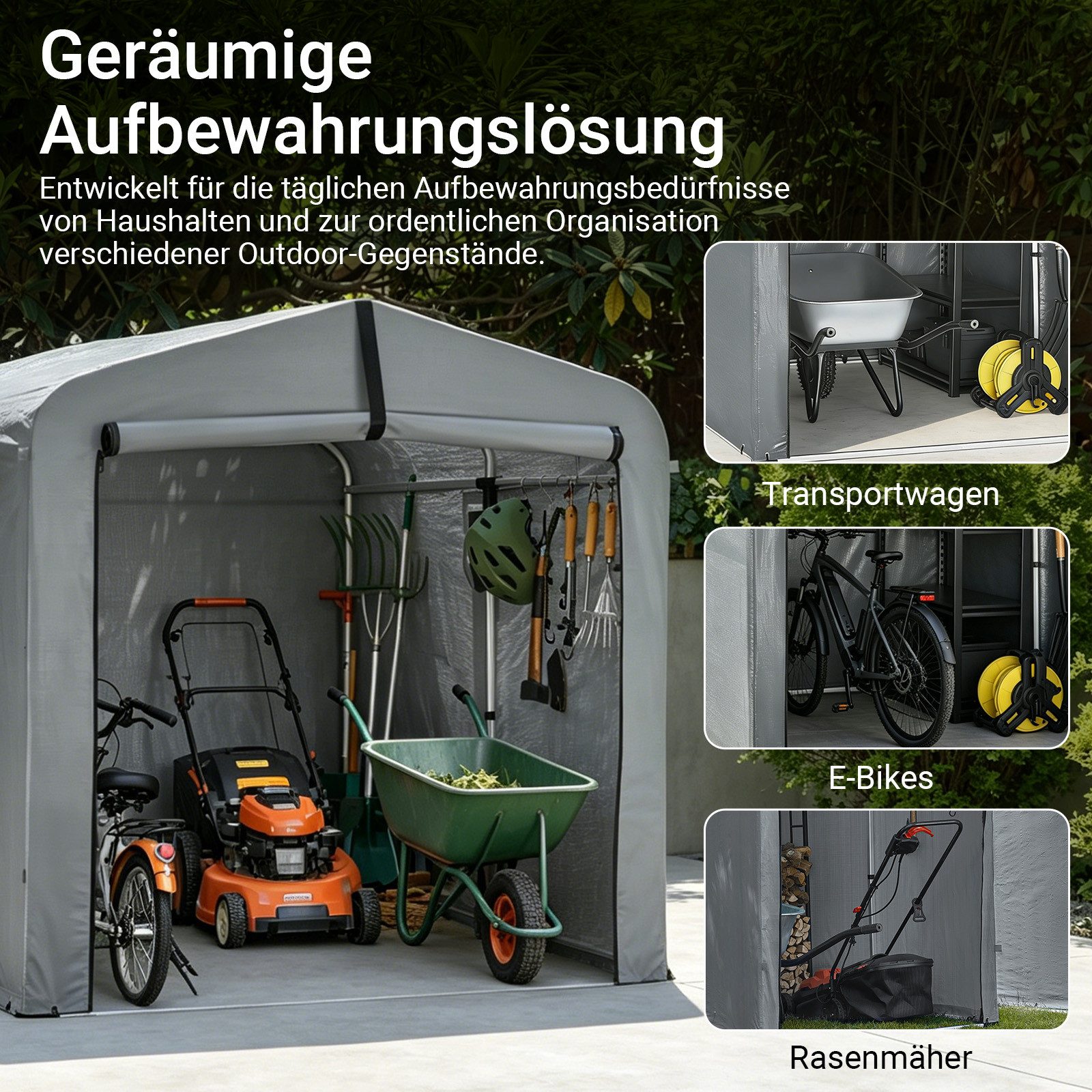 SoBuy Foliengerätehaus KLS11,Fahrradgarage wetterfest, Geräteschuppen, UV-Schutz, Regenschutz, Foliengerätehaus Gerätehaus Folienzelt Gartenschuppen Fahrradgarage