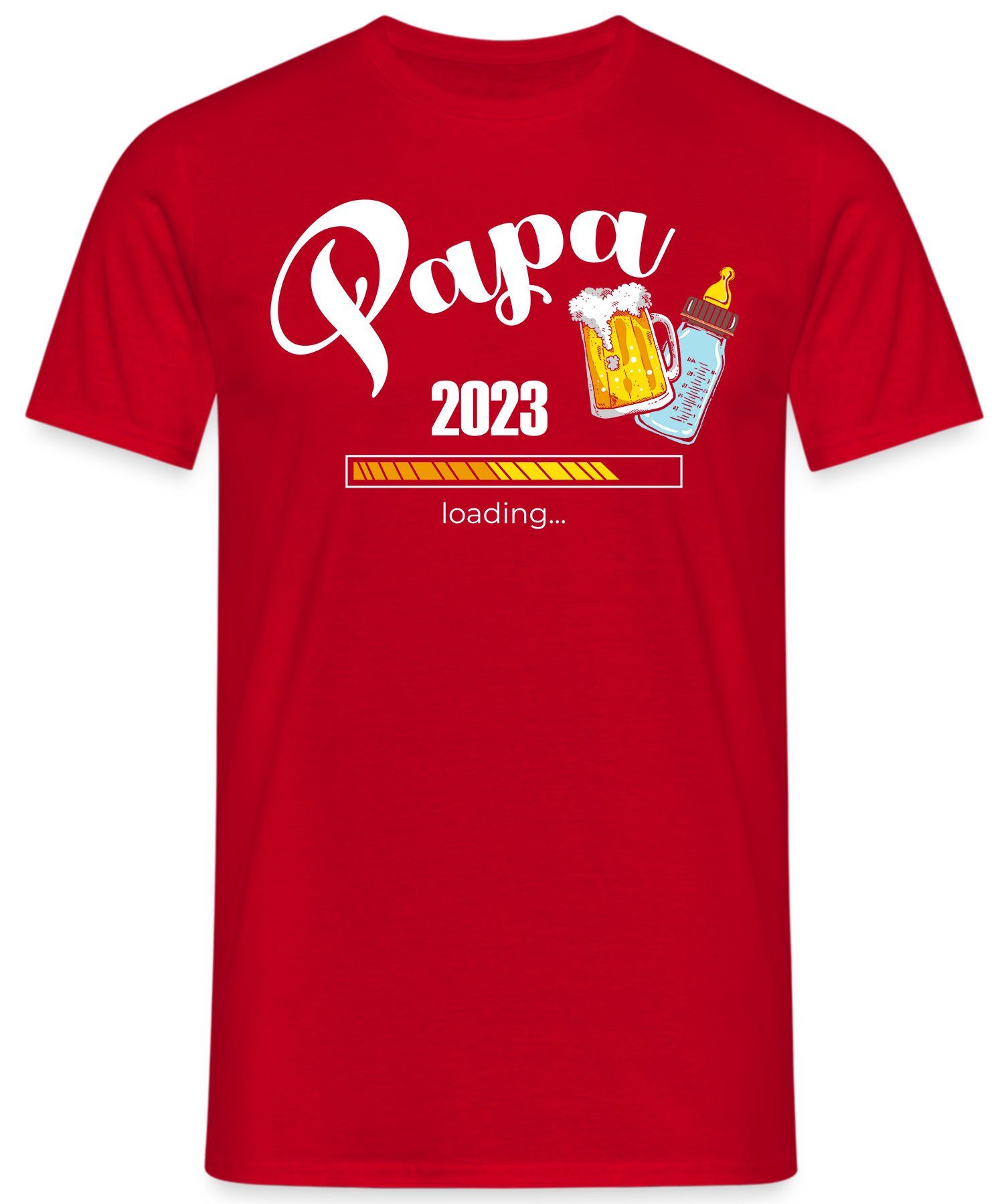 Loading Quattro Vater Formatee Babyflasche Papa Vatertag Herren Bier Kurzarmshirt Rot - (1-tlg) T-Shirt 2023