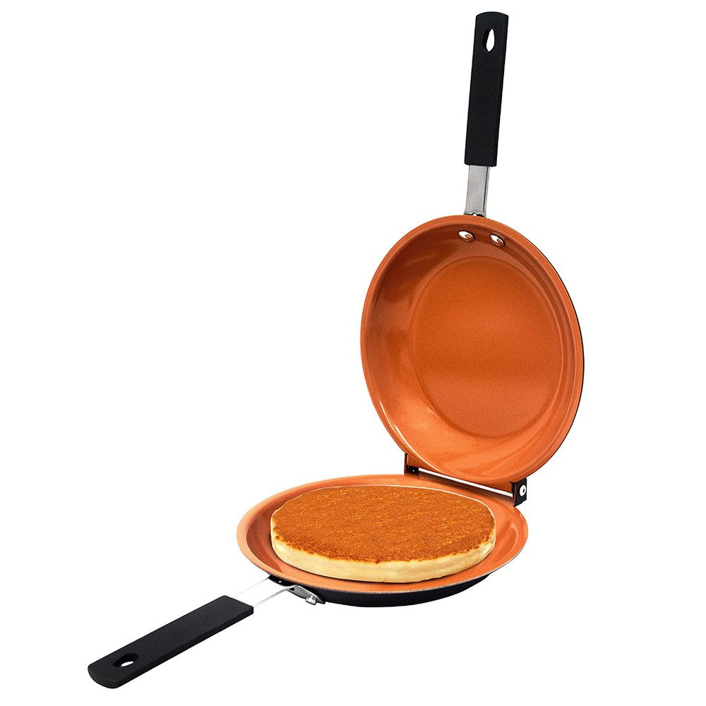 MODFU Bratpfanne Flip-Pfanne Kochpfanne Pfanne Omelettpfanne Pfannkuchenpfanne, Gusseisen (Durchmesser 26 cm Wendepfanne Pfanne Mit Griff, 1-tlg., Antihaftbeschichtung Sandwichmaker mit Antihaftbeschichtung), Grillpfanne Zum Braten von Eiern Brot Vegetables Sautéing Pfannkuchen