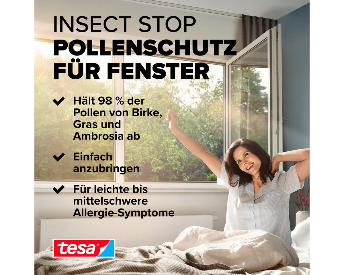 Thumbnail - tesa Insektenschutz-Fensterrahmen Pollenschutzgitter für Fenster - 1,5m x 1,8m, (Packung, 1-St., Fliegennetz, Klettband)...