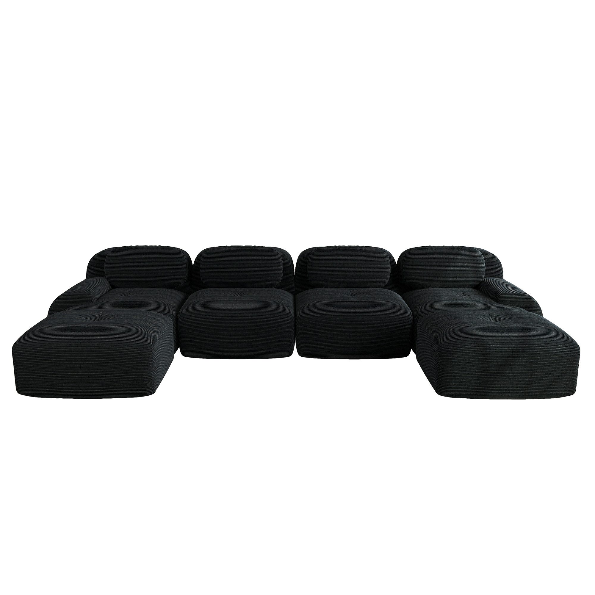 kowdom Ecksofa U-Sofa modular rahmenlos Cord 4-Sitzer 388cm 32D Schaum, Set (6 Pakete), 32D Schaum, Cordstoff, haustierfreundlich, keine Montage, atmungsaktiv
