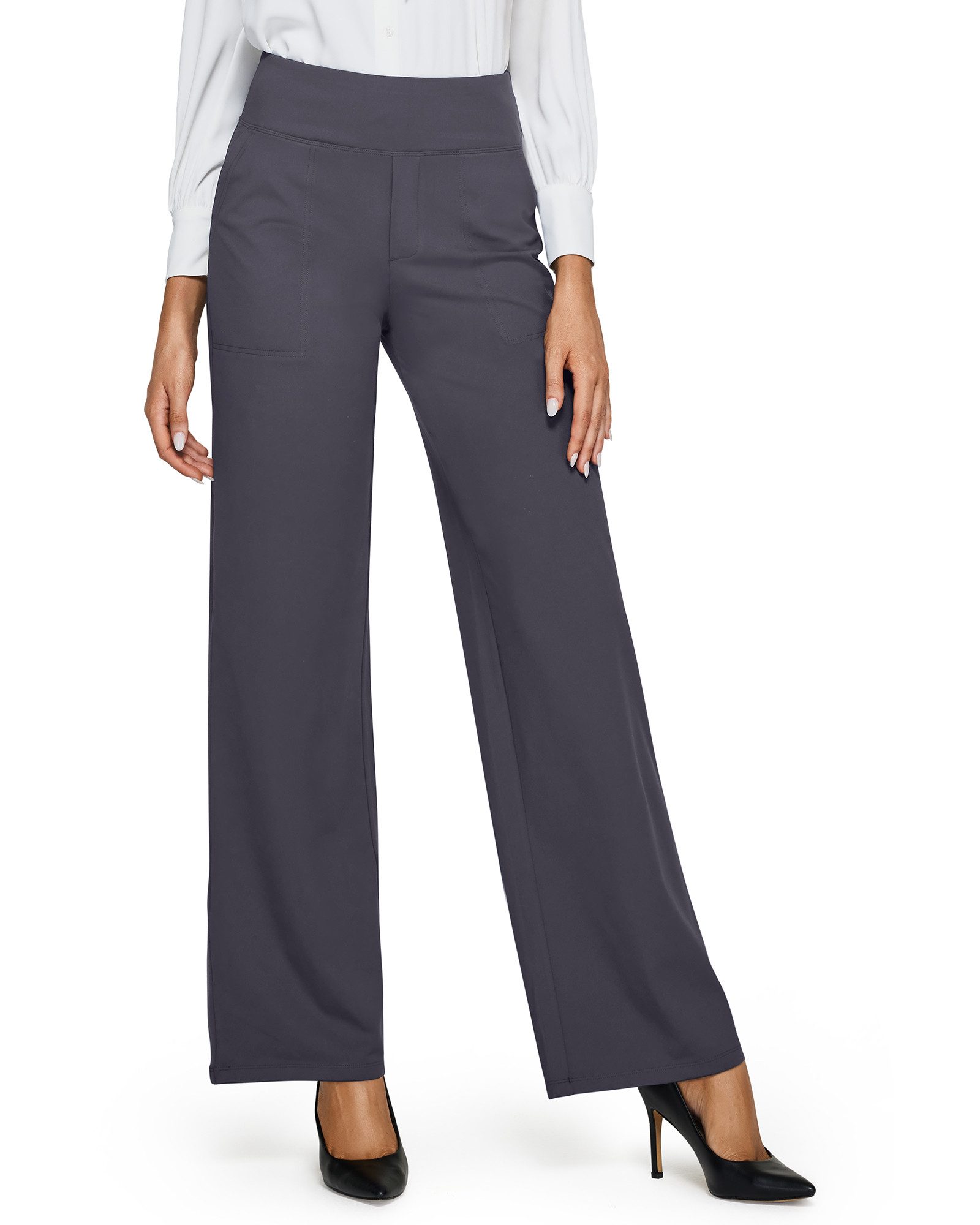 G4Free Jogginghose Yoga Hosen Damen Kleiderhose Hohe Taille Arbeitshose mit 4 Taschen Strecken weites Bein