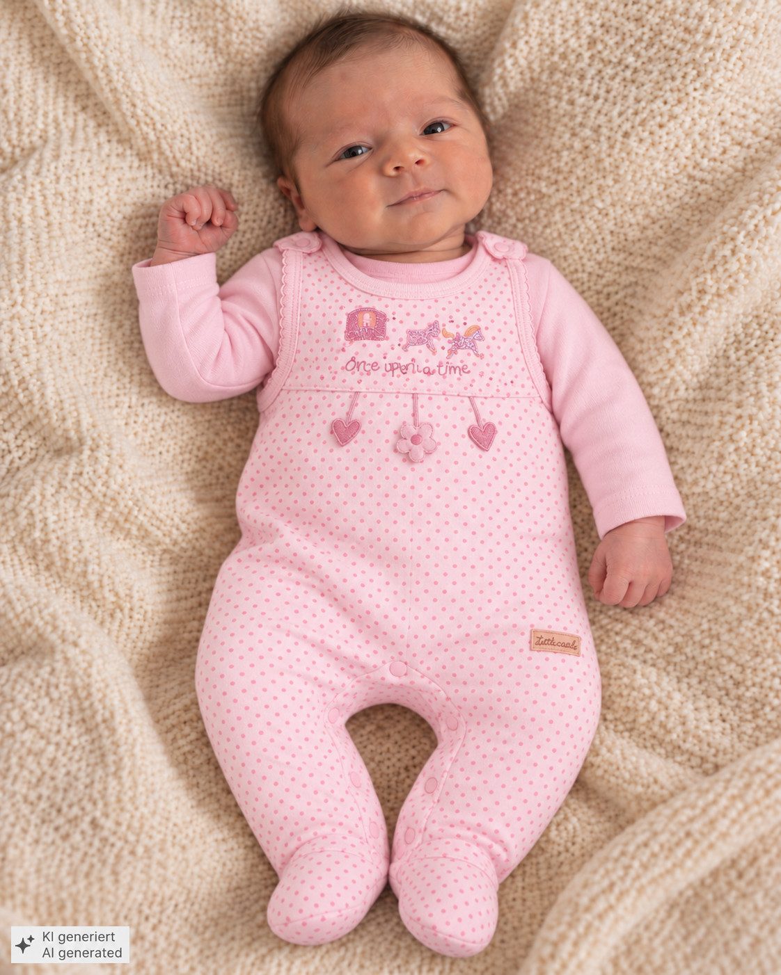 La Bortini Strampler Baby Anzug in Rosa Stramplerhose Langarmshirt für Neugeborene (Erstlingsset für Mädchen, 2-teilig)