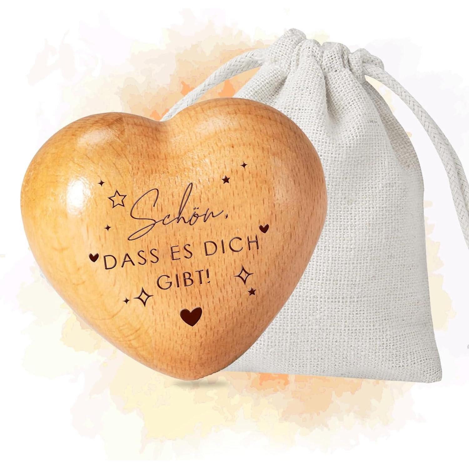 Dekoobjekt Handschmeichler Herz Holz Gravur Geschenk Schutzengel Schön