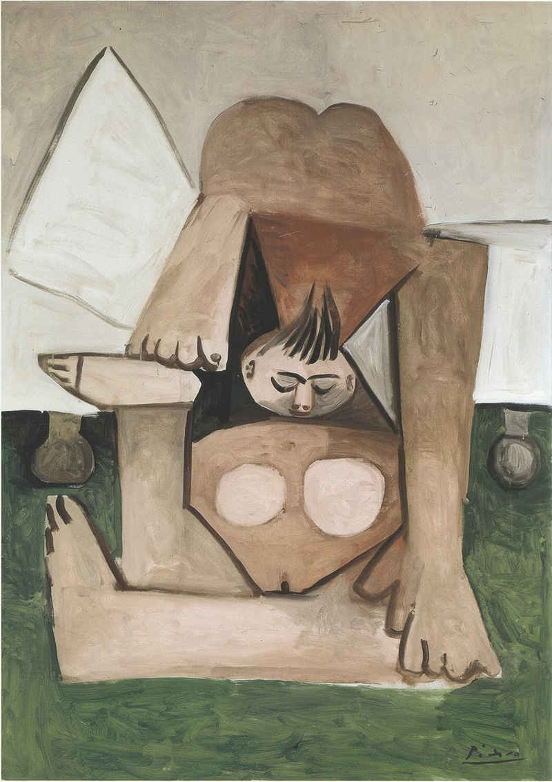 Kunstdruck Akt auf dem Diwan Pablo Picasso Nackt Erotik Teppich Werbung 1377, (1 St)