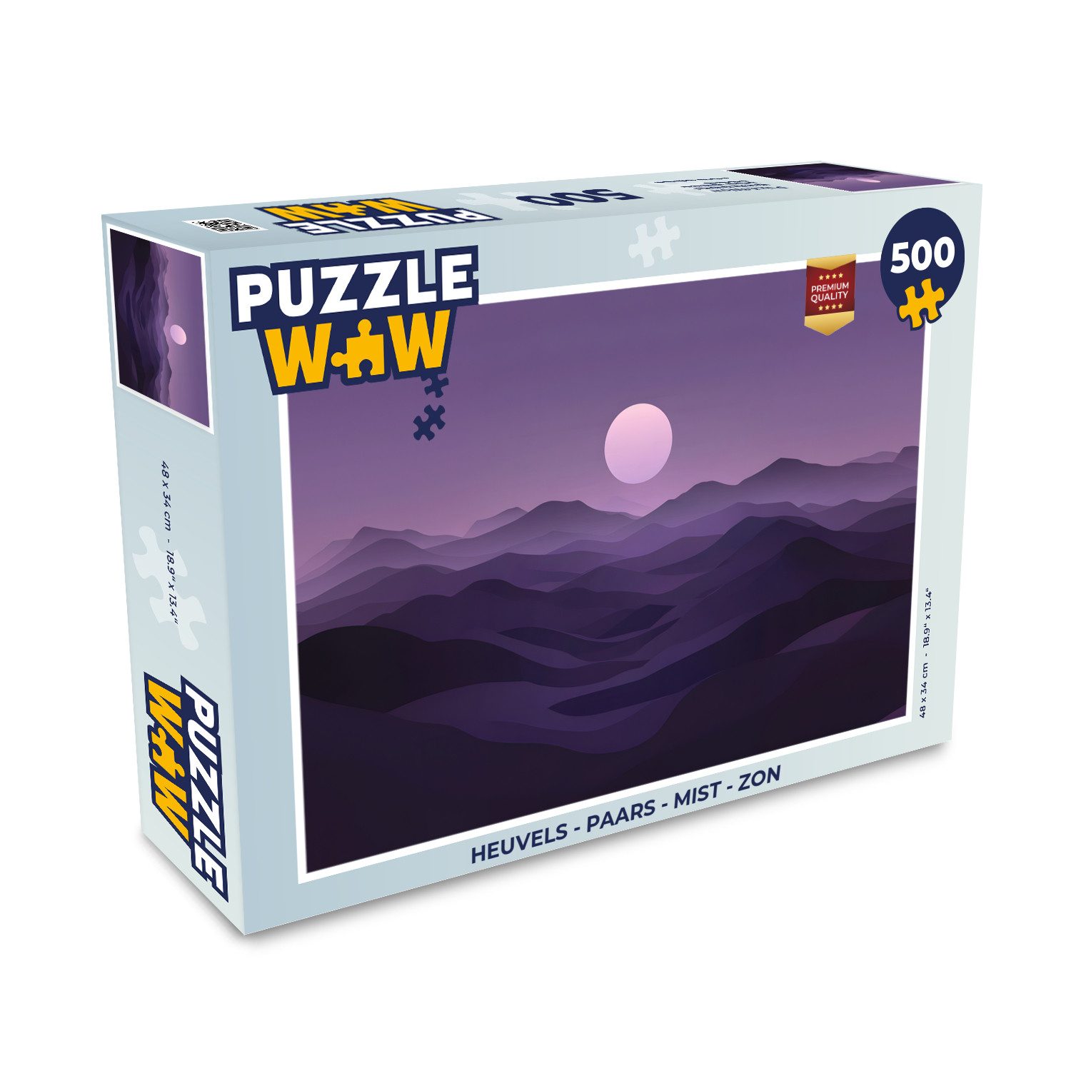 Puzzle Hügel - Lila - Nebel - Sonne