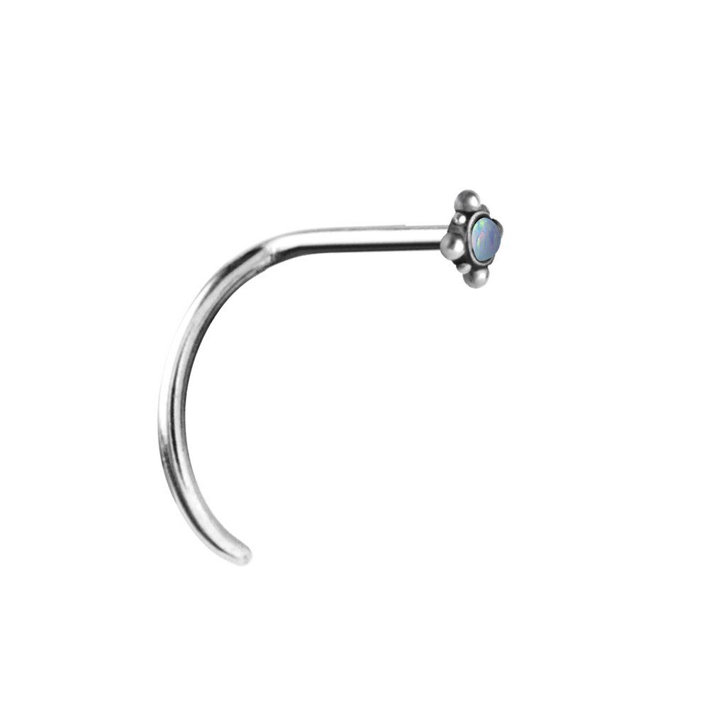 Nasenpiercing Tribal Nose Stud Edelstahl 316L Opal 0,8mm Nasenstecker 4mm Größe