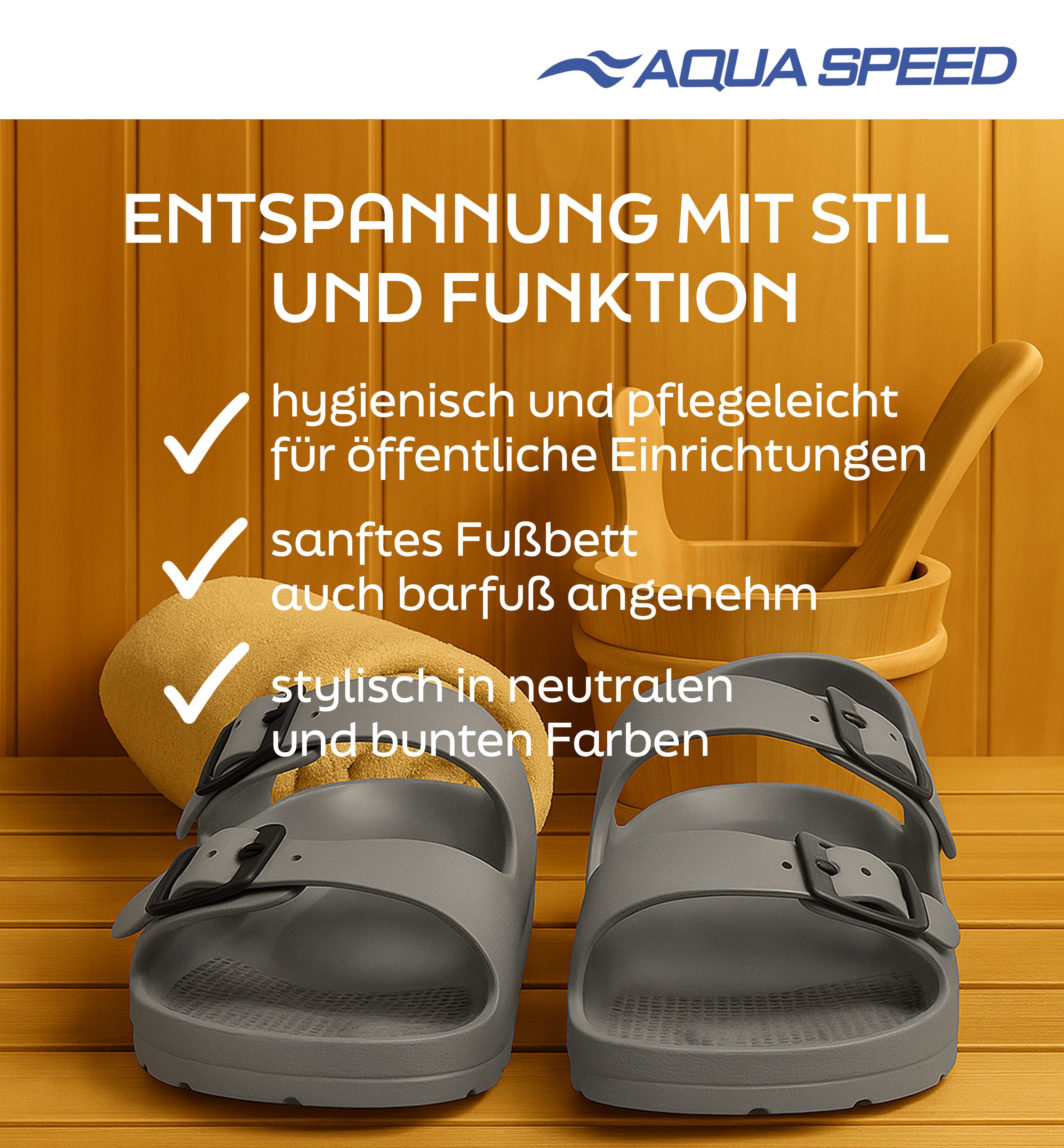 Aqua Speed Gr. 45 Herren Latschen – leicht + Mikrofaserhandtuch Badesandale (Herren Badelatschen – ergonomisch, leicht & reisetauglich) Weiche Struktur & robuster Halt – Herrenlatschen im Set