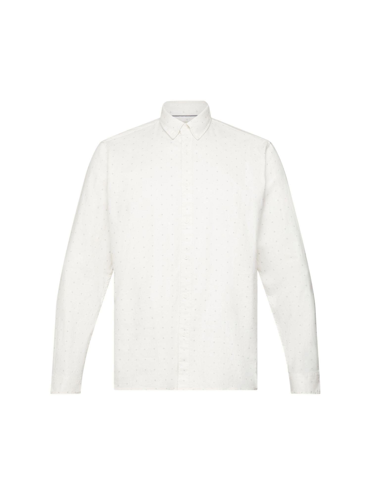 Esprit Langarmhemd Button-Down-Hemd mit Micro-Print OFF WHITE