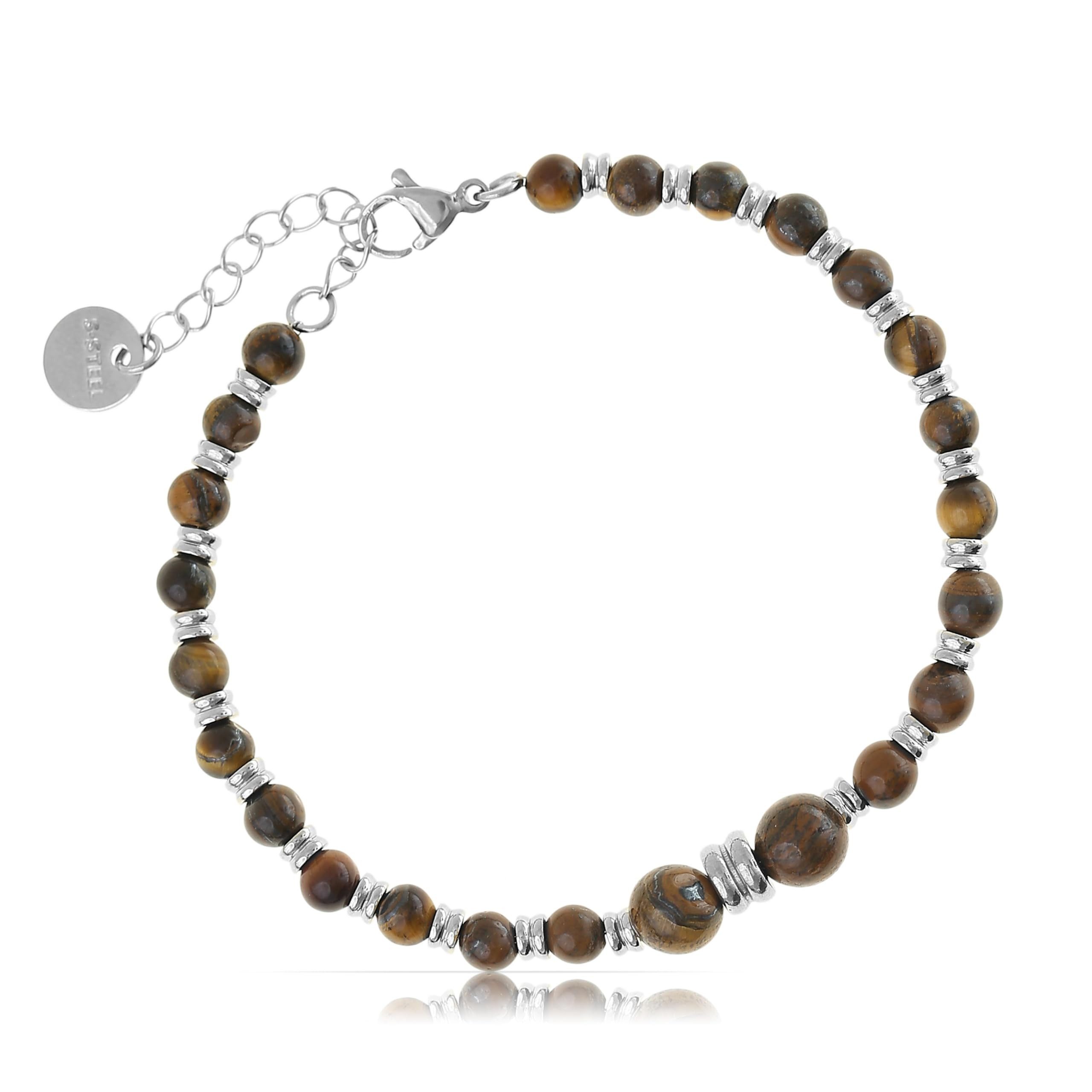 Made by Nami Edelstahlarmband Herren mit Tigerauge Perlenarmband Männer aus günstig online kaufen