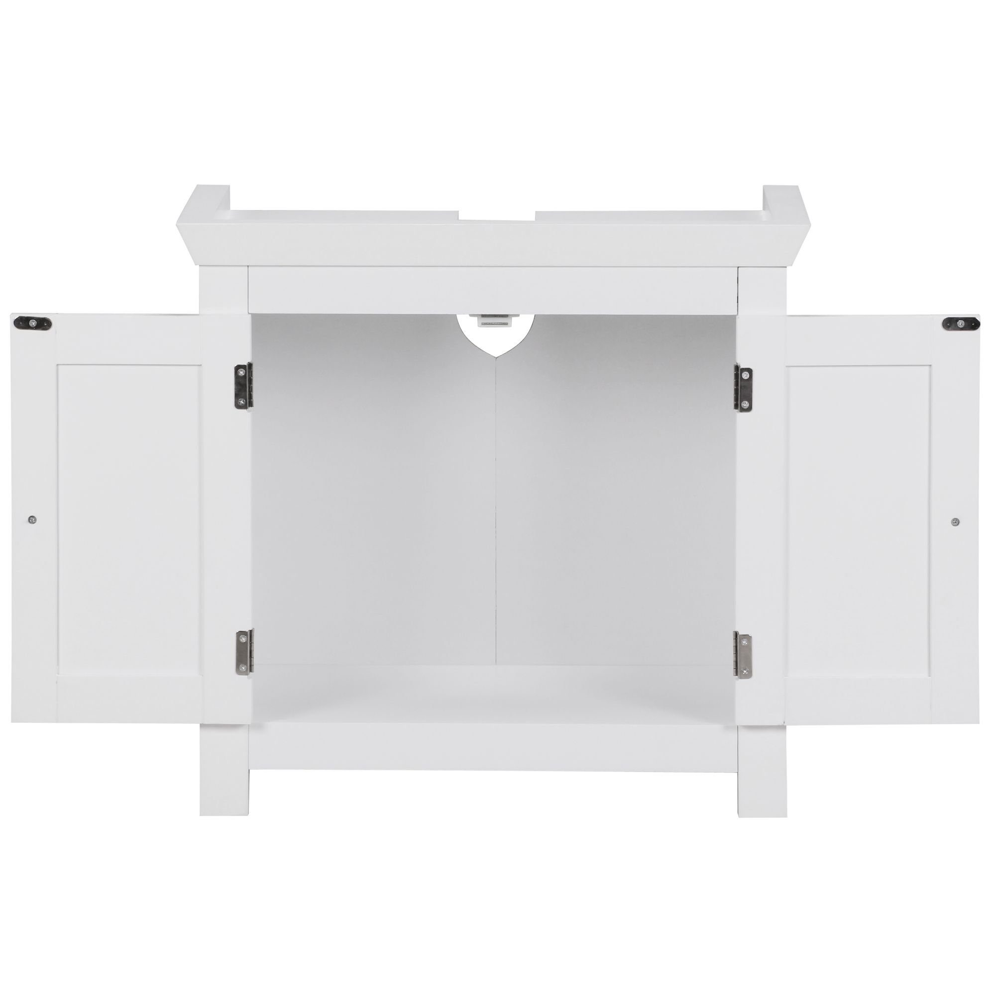 FINEBUY Waschbeckenunterschrank FB37103 (Badunterschrank mit 57x55,5x30 Badschrank 2 cm Türen) Waschtischunterschrank Modern, Stehend Weiß