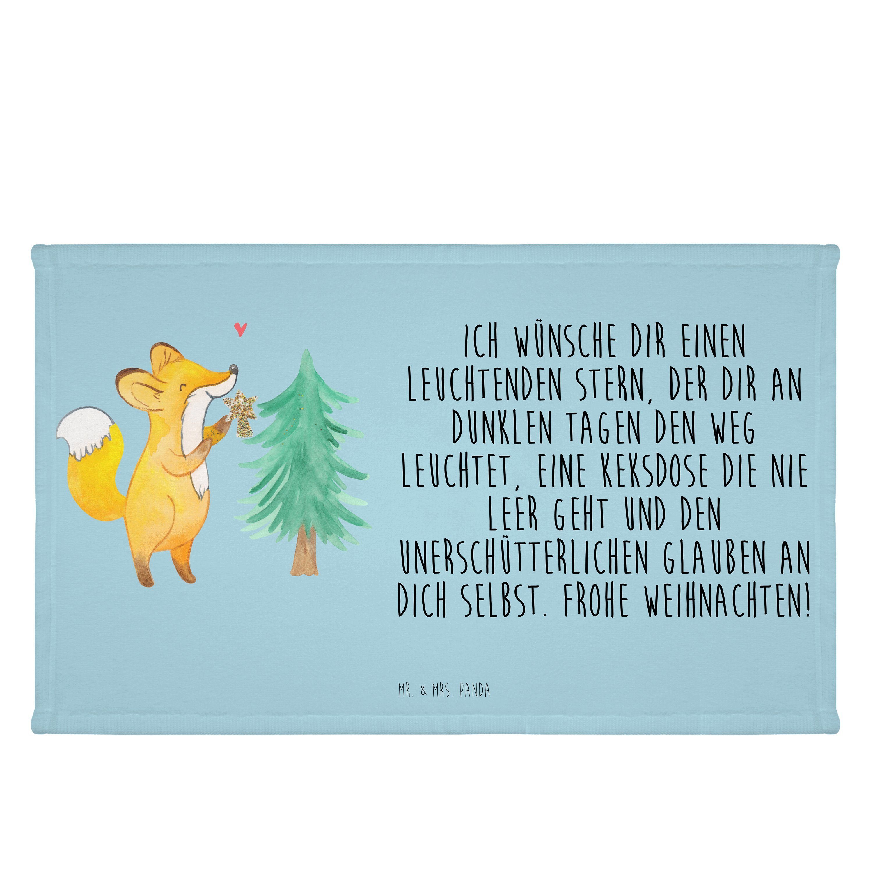 Mr. & Mrs. Panda Handtuch Fuchs Weihnachtsbaum - Eisblau - Geschenk, Wintermotiv, Frottier, Gä, (1-St)