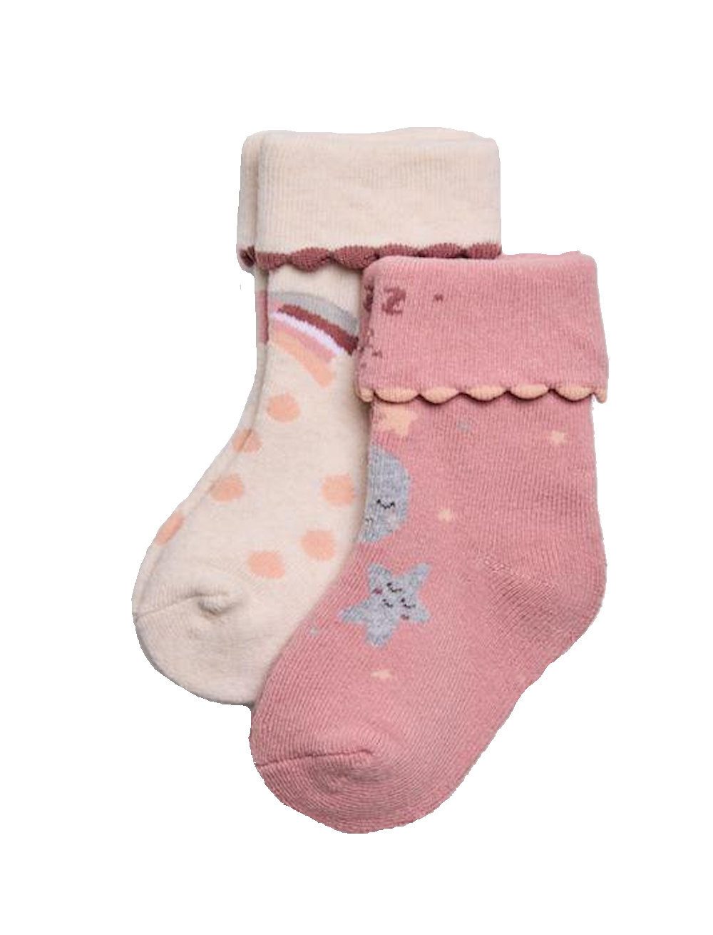 YSABEL MORA Thermosocken Ysabel Mora 2er Pack Baby Thermo Strümpfe Socken Sterne beige rosa (2-Paar)