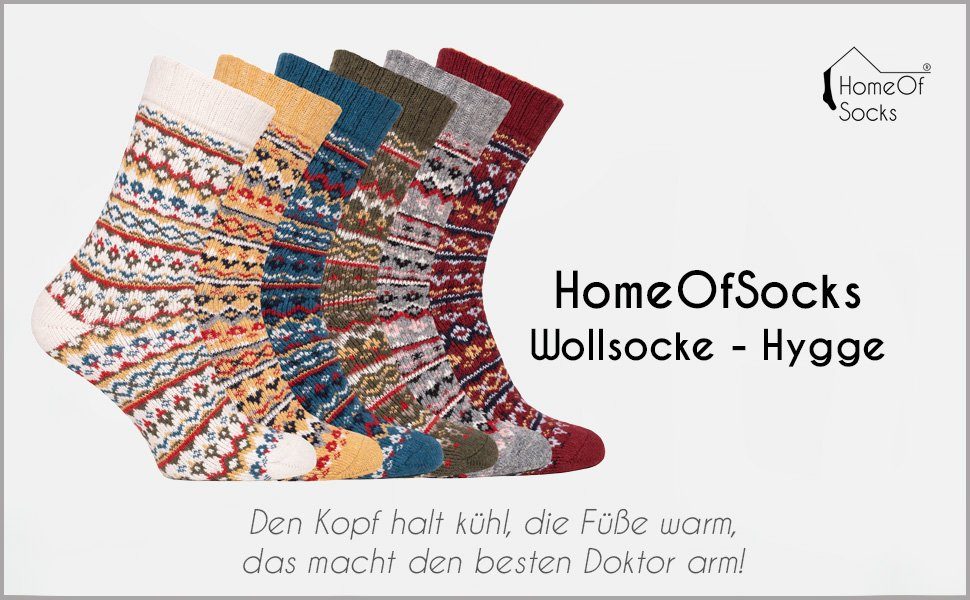 Dick Herren Für HomeOfSocks Hyggelig Socken Warm Damen Grau Wollanteil & Design mit Hohem Dicke Socken Hygge 45% Socken Mit In Wolle Bunten