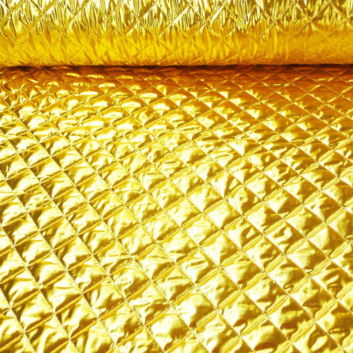SCHÖNER LEBEN. Stoff Bekleidungsstoff Meterware Steppstoff Lame goldfarbig 150cm