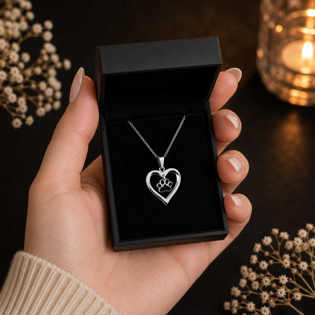 Goldene Hufeisen Kette mit Anhänger Halskette Silber Herz Pfote Anhänger Kette 925 Sterling Echtschmuck, 925 Sterling Silber Silberschmuck für Damen und Kinder – Bild 4 von 4