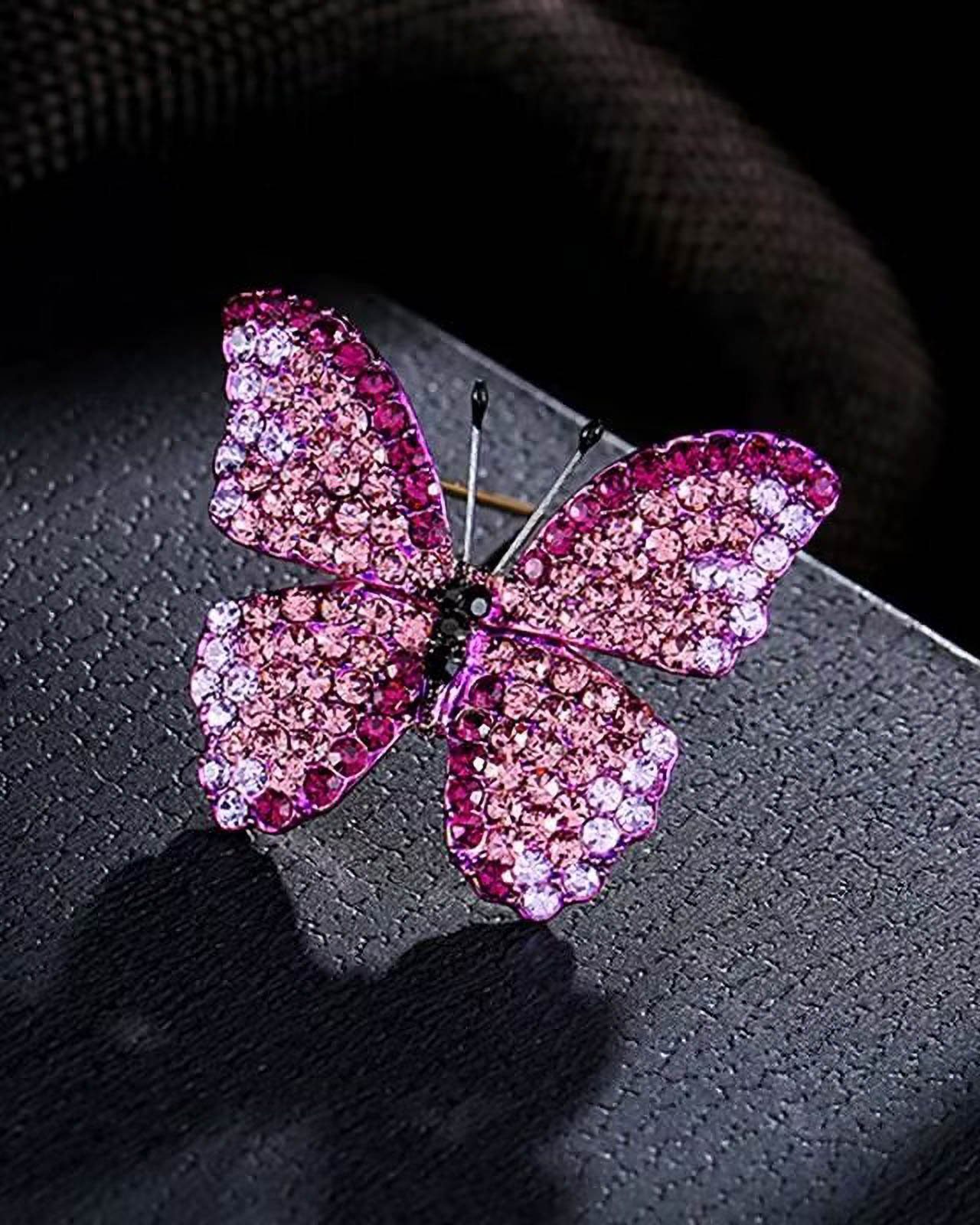Orchidee Schmetterling", mit (1-tlg), eines MayTree und Schmetterlings Metallbrosche Brosche Strass in "Kleiner Form Glassteinen