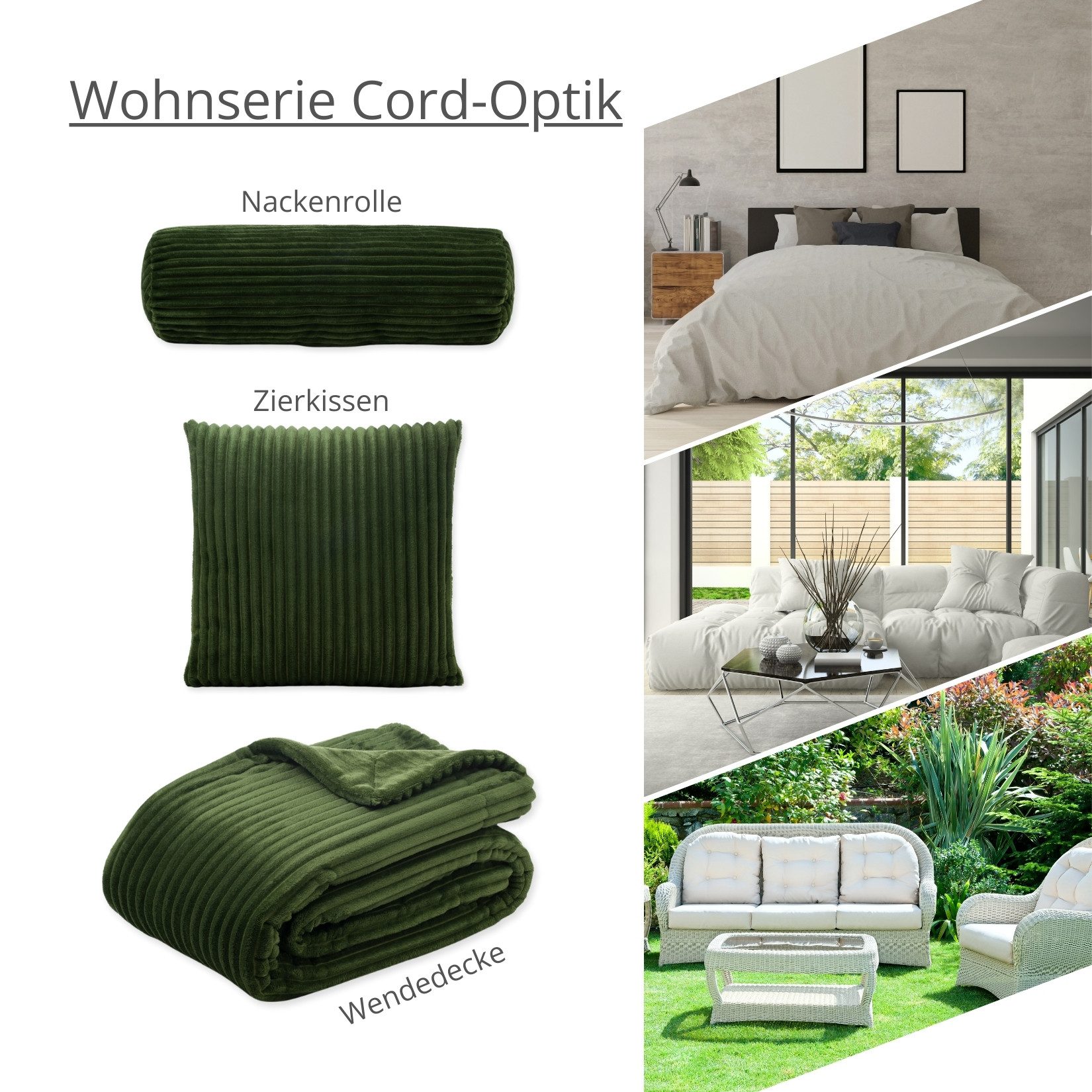liebling Dekokissen Kopfkissen mit Cord-Optik, mit Reißverschluss konfektioniert, Ökotex Standard 100