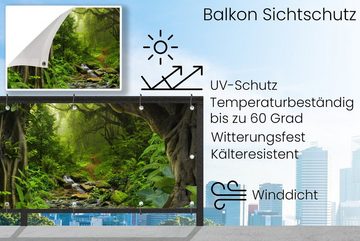 MuchoWow Balkonsichtschutz Natur - Wasser - Dschungel - Wald - Tropisch (1-St) Balkonbanner, Sichtschutz für den Balkon, Robustes und wetterfest