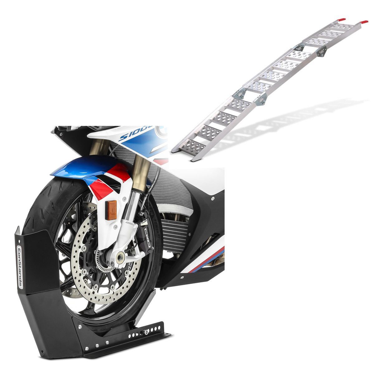Auffahrrampe Motorrad Auffahrrampe Alu CS3 + Motorradwippe Easy Fix klappbar max. 2