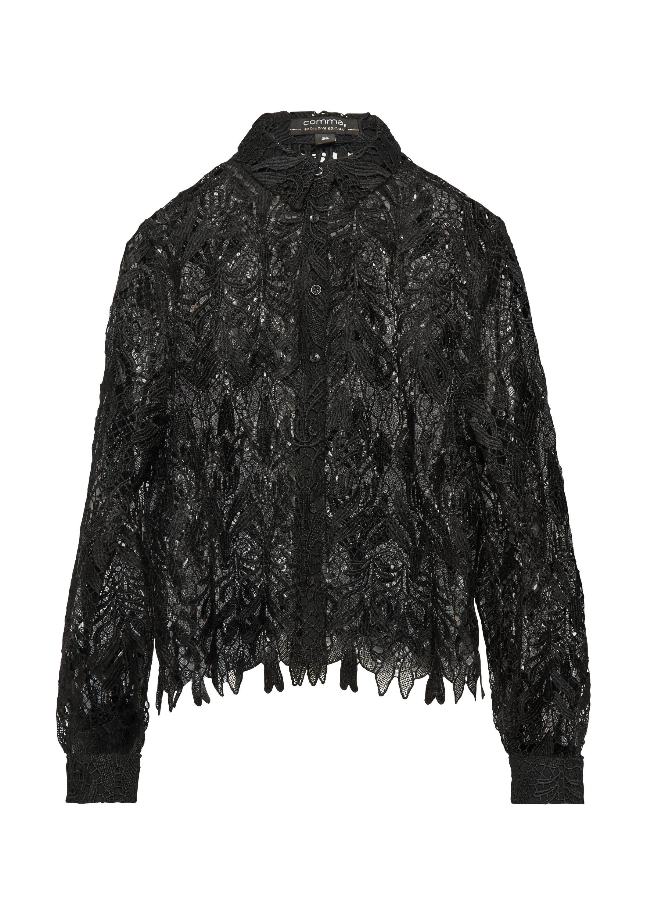 comma Langarmbluse Bluse Transparente Bluse aus edler Spitze günstig online kaufen