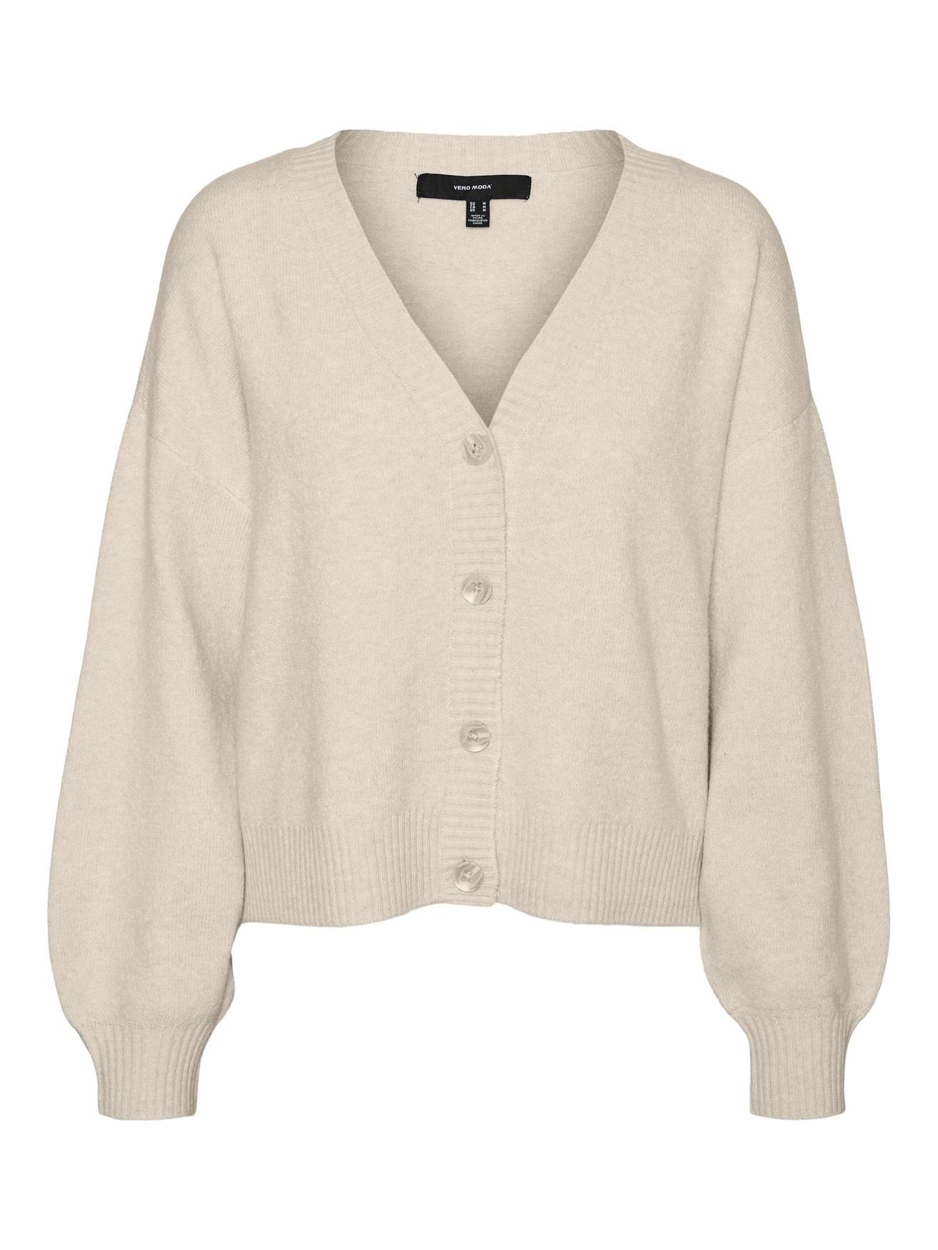 Vero Moda Cardigan Langarm 4825 in VMDOFFY Beige Basic Strickjacke Cardigan V-Ausschnitt