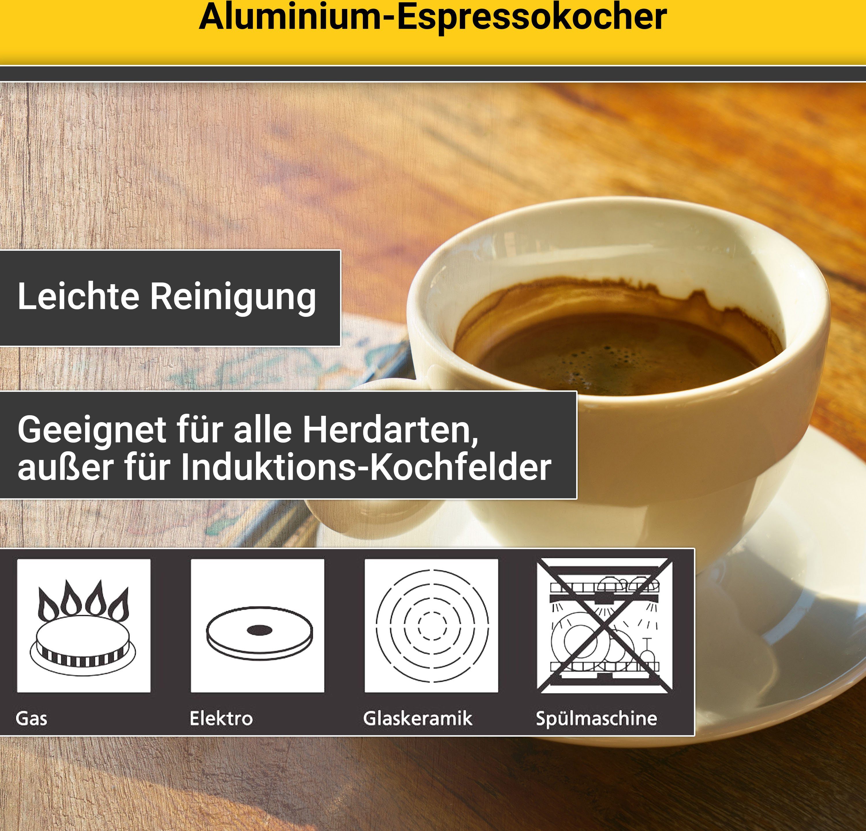 für 6 Tassen Krüger Druckbrüh-Kaffeemaschine 502, Aluminium,