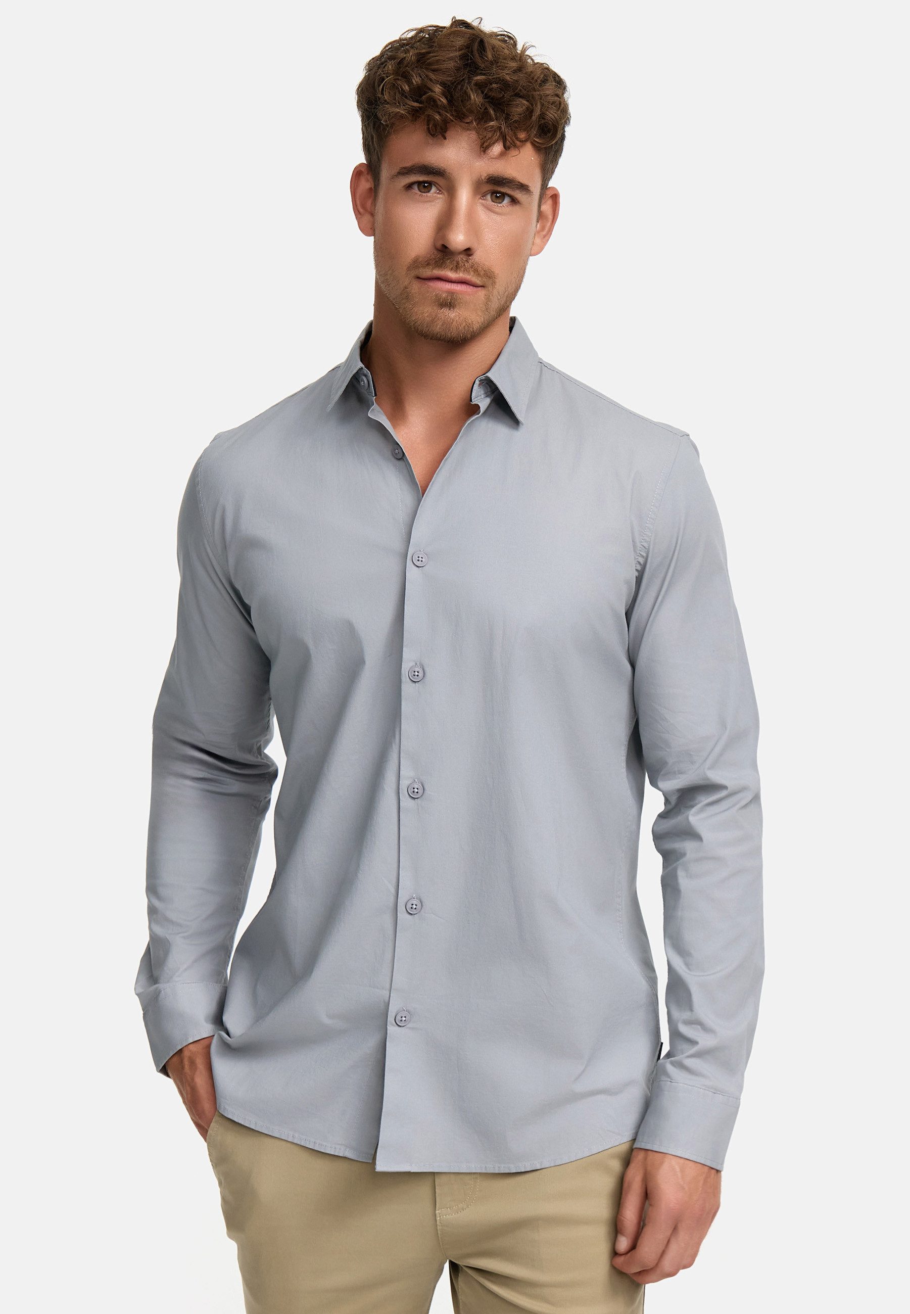 Indicode Langarmhemd Herren INKamby Herrenhemd Langarm mit einem Kentkragen günstig online kaufen