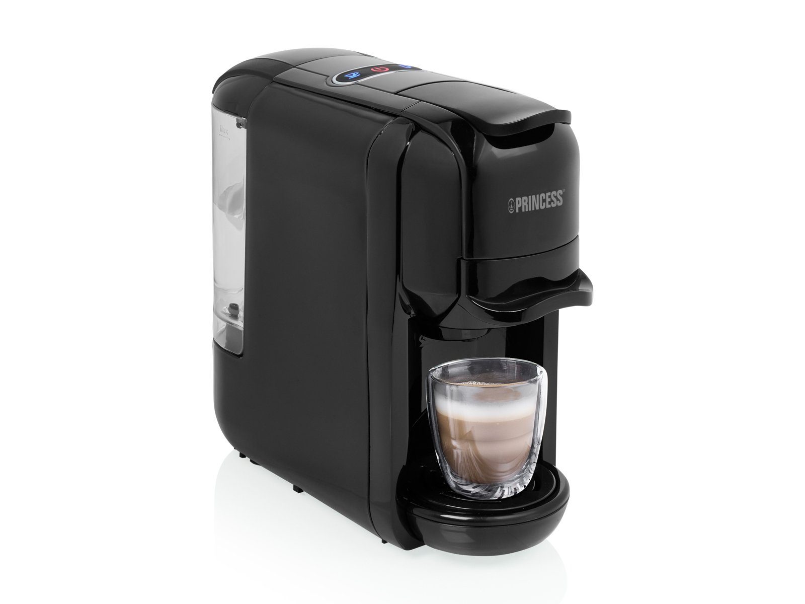 PRINCESS Kapselmaschine, 3in1 Kaffee-Padmaschine kleine 1 Tassen Maschine, Wassertank abnehmbar