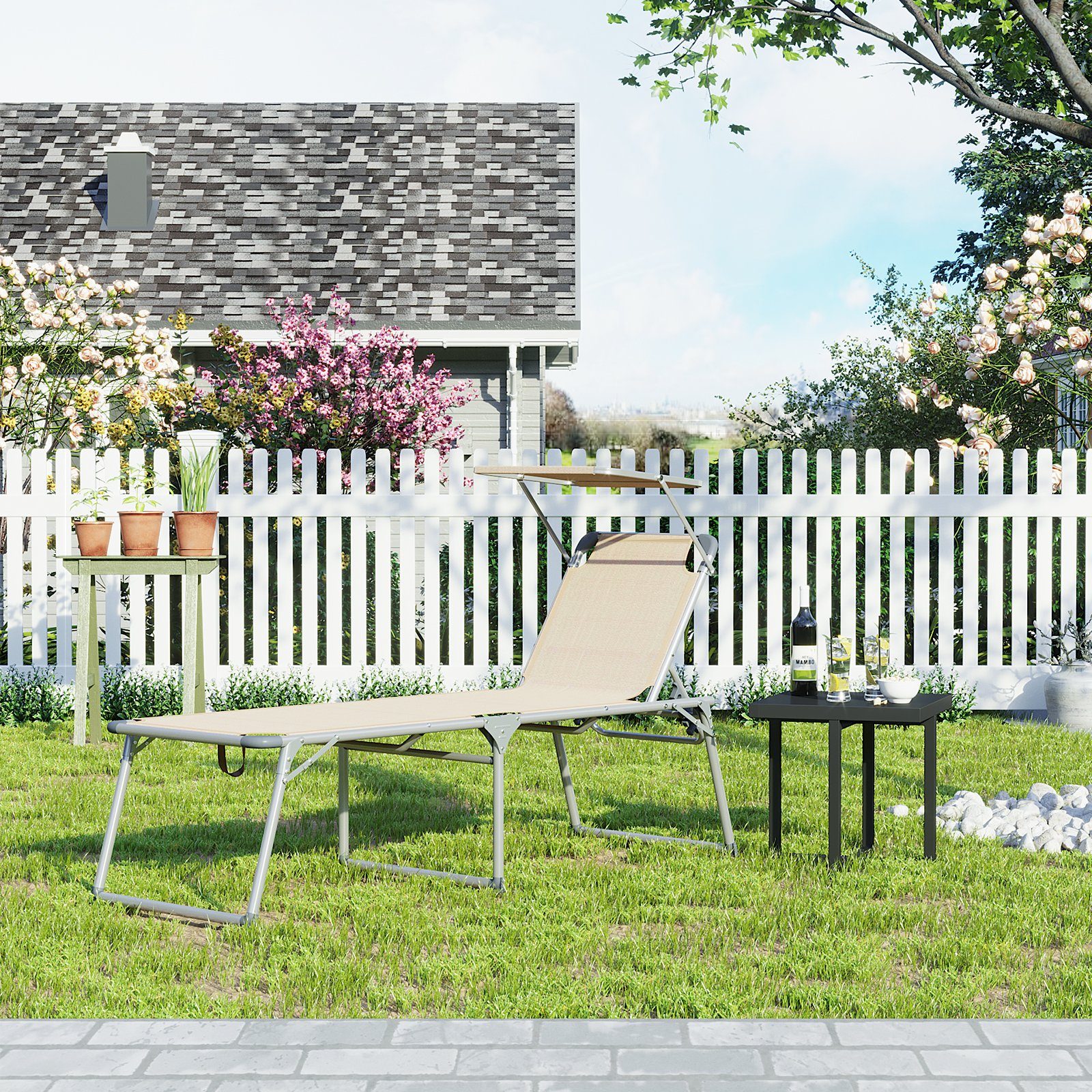 SONGMICS Gartenliege, Liegestuhl,Aluminium,groß,65x200x48cm,verstellbar günstig online kaufen