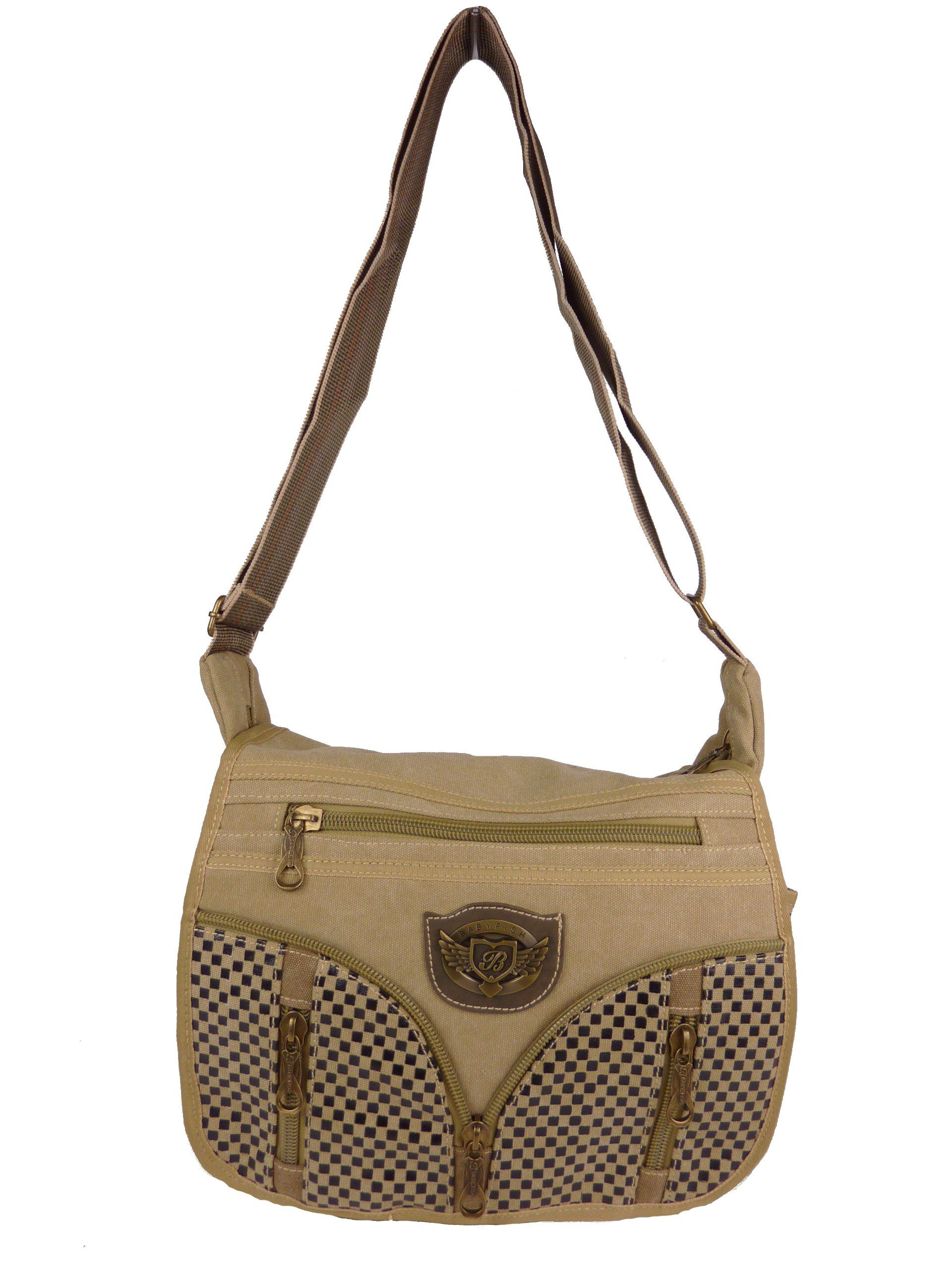 Taschen4life Messenger Bag Canvas Umhängetasche 5515 Stofftasche, lässige Damen & Herren Schultertasche, Jeanstasche, Segeltuch, Fächer