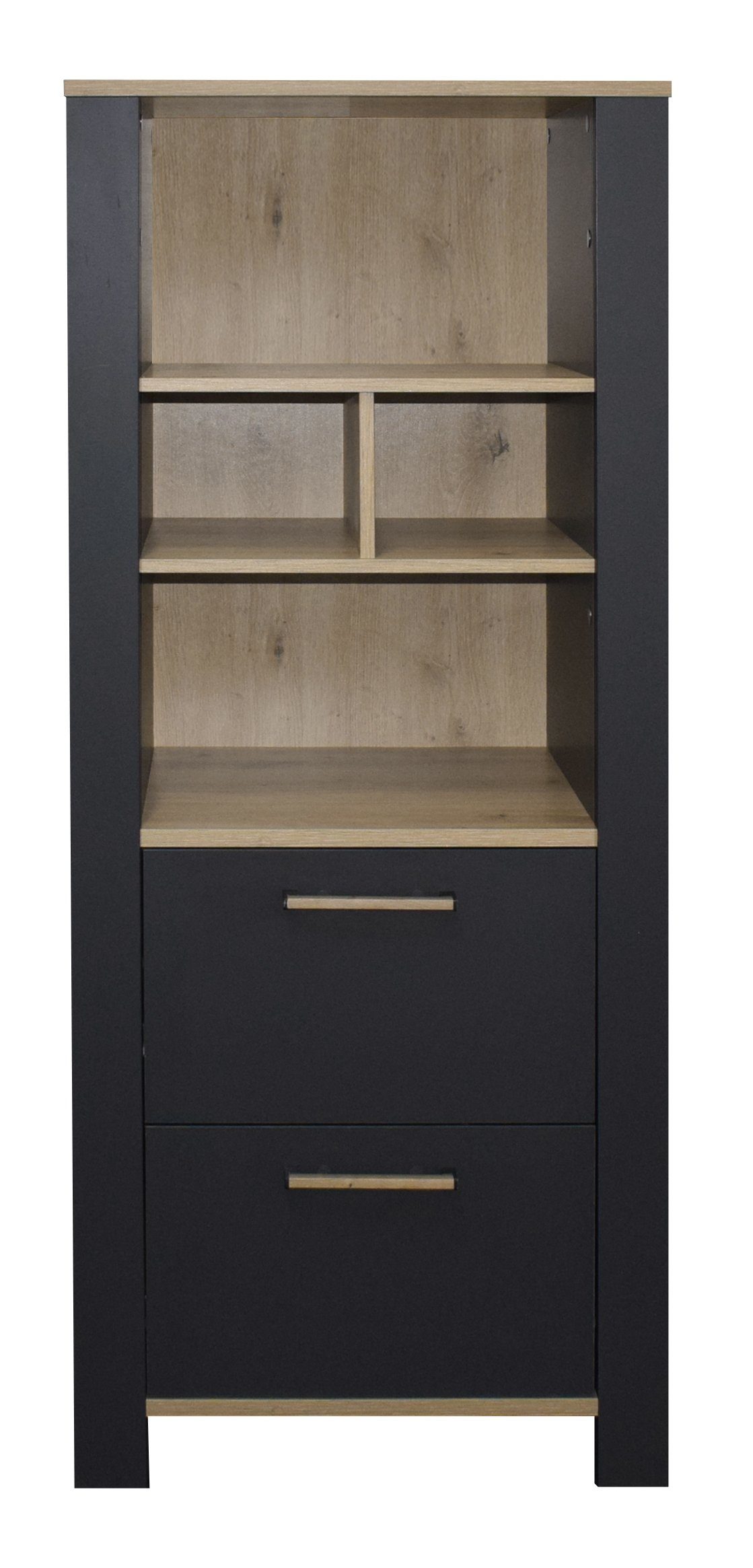 mit cm) 63x155x44 Tom asteiche Beistellschrank Schubladen (BxHxT: 2 matt / anthrazit möbelando lack in