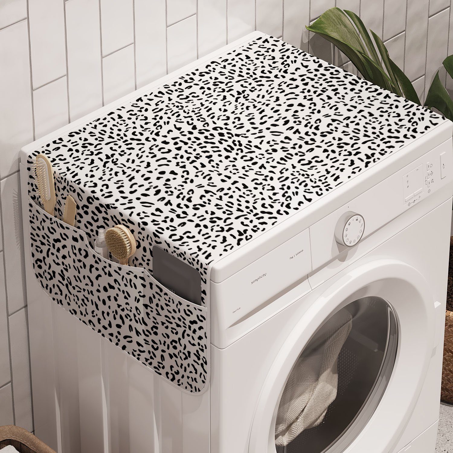 Tierdruck monochrome und Abakuhaus Anti-Rutsch-Stoffabdeckung Leopard Trockner, Waschmaschine für Badorganizer