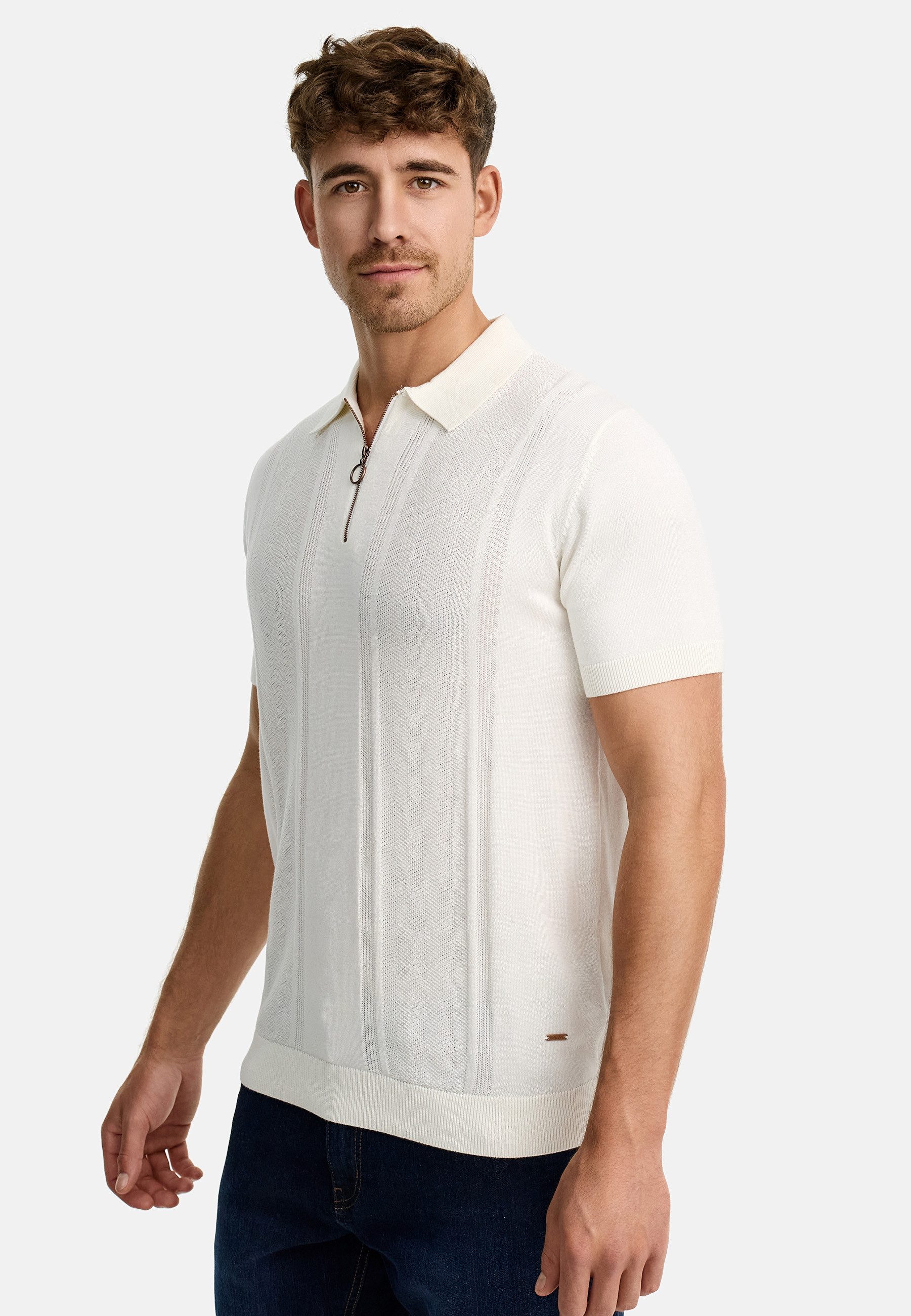 Indicode Poloshirt Herren INSago Polo Shirt Herrenshirt Kurzarm-Poloshirt mit Reißverschluss