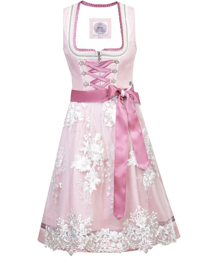 MarJo Dirndl Trachten Kleid 'Scarlett' Spitzenschürze 596658 blütenrosa (0755)