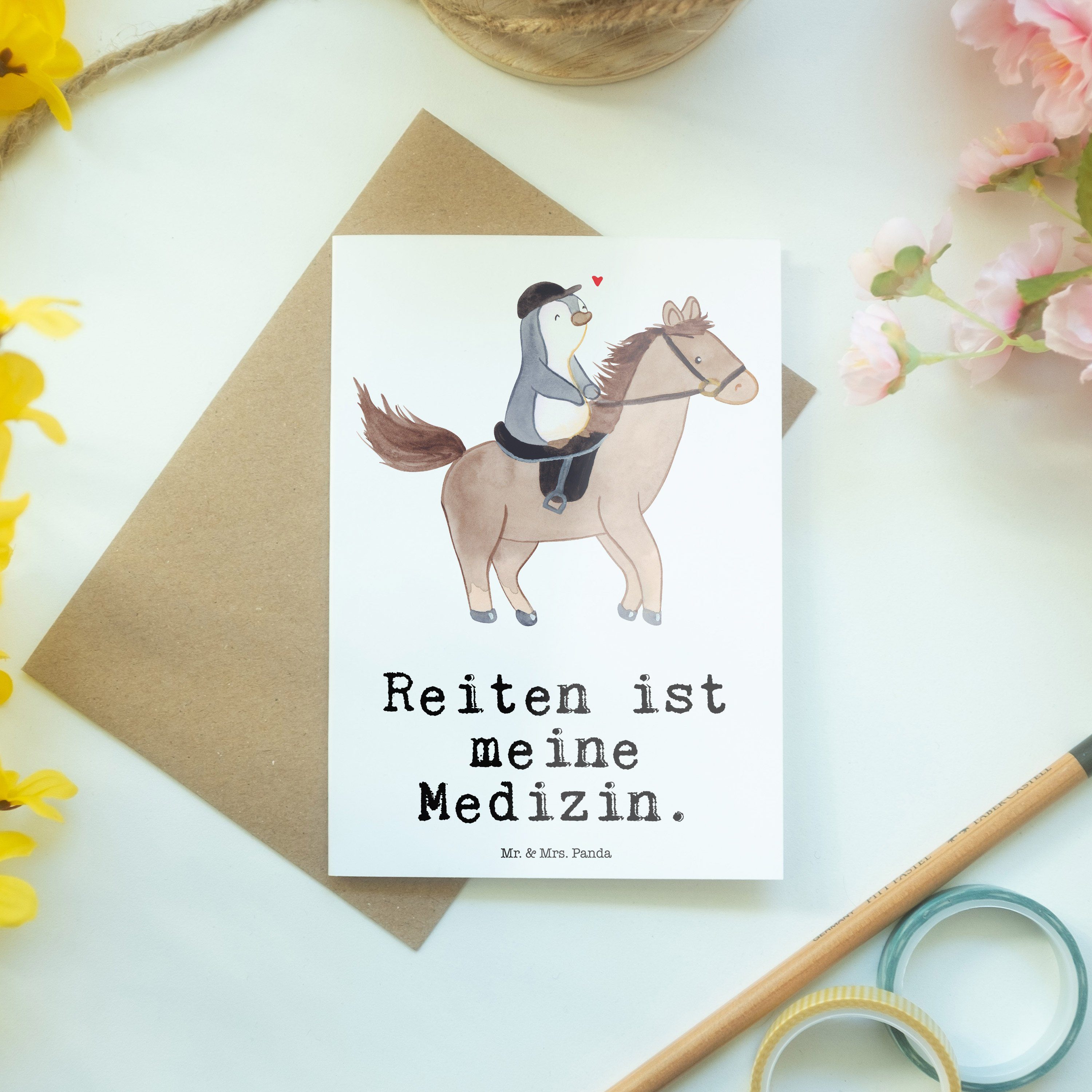 Mr. & Mrs. Panda Grußkarte - Weiß Medizin Hochzeitskarte, Reiten Geschenk, Therapeutisch - Pferd
