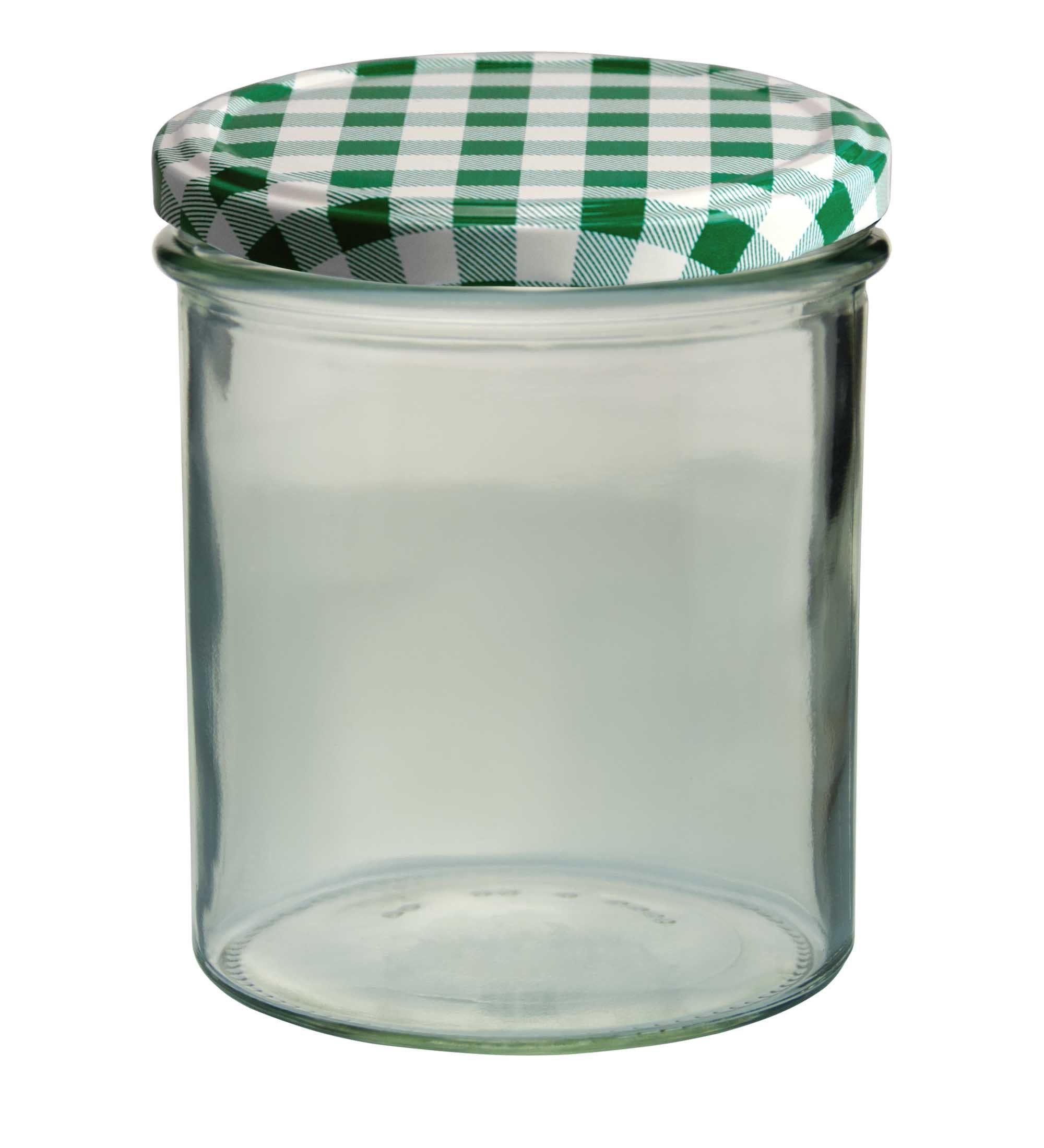 MamboCat Einmachglas 12er grün ml 350 Deckel, Marmeladenglas Glas To 82 Sturzglas Set karierter