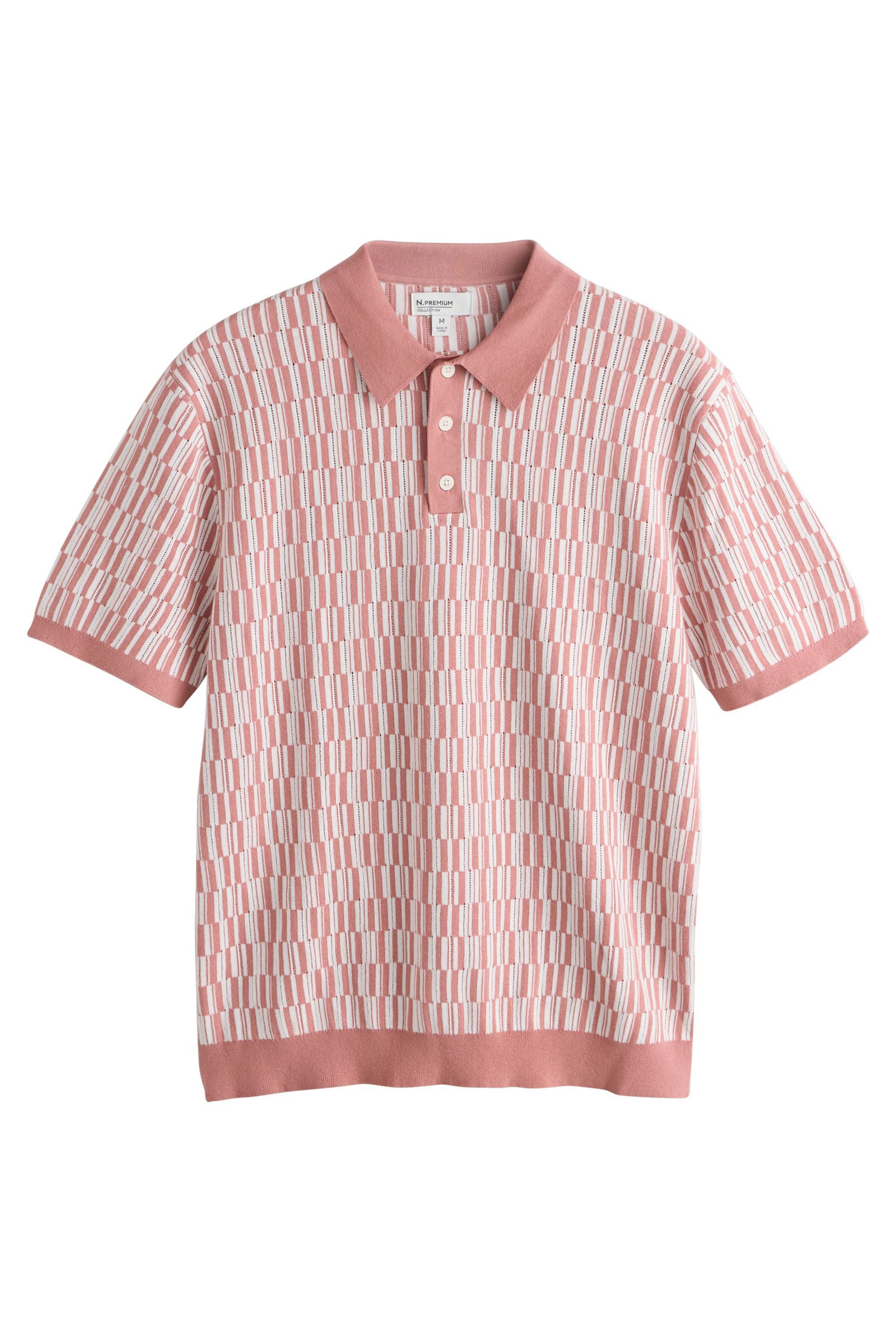 Polokragenpullover N. Premium Strick-Polohemd mit Schachbrettmuster