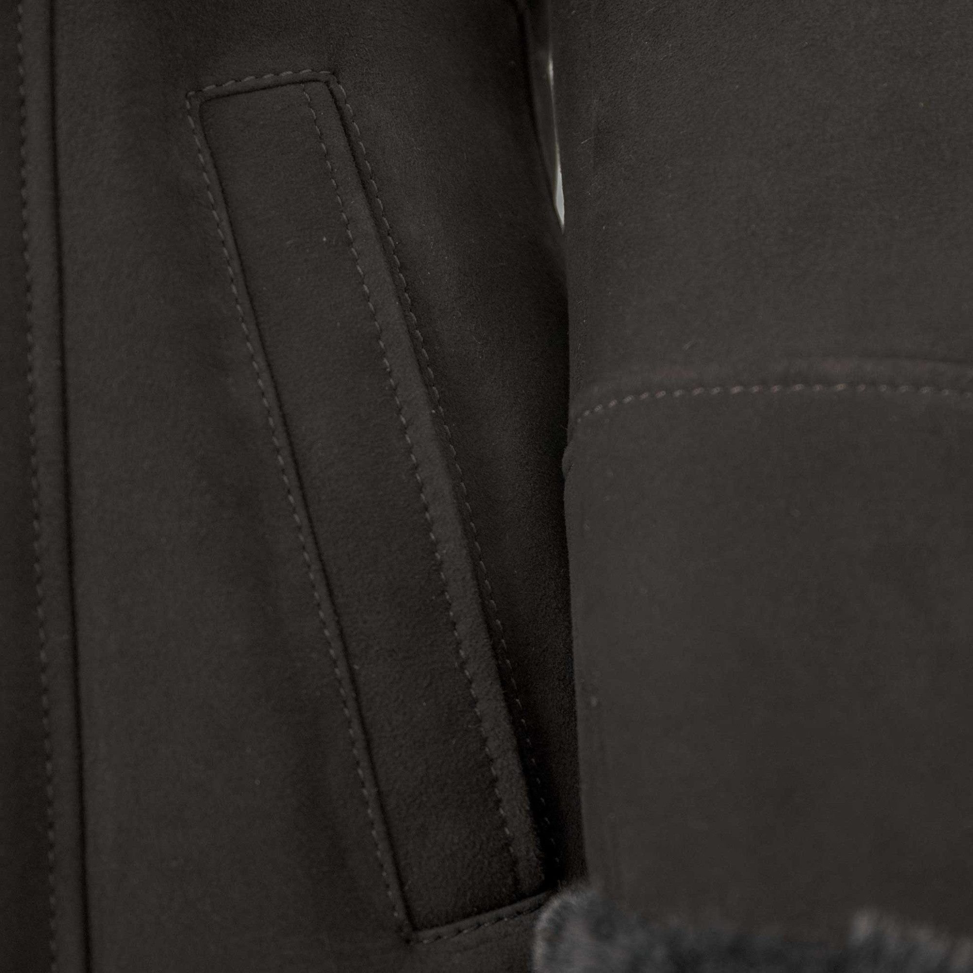 Lederjacken24 Lederjacke MPL-006 Damen Ledermantel Lammfellmantel Lammnubuk dunkelbraun