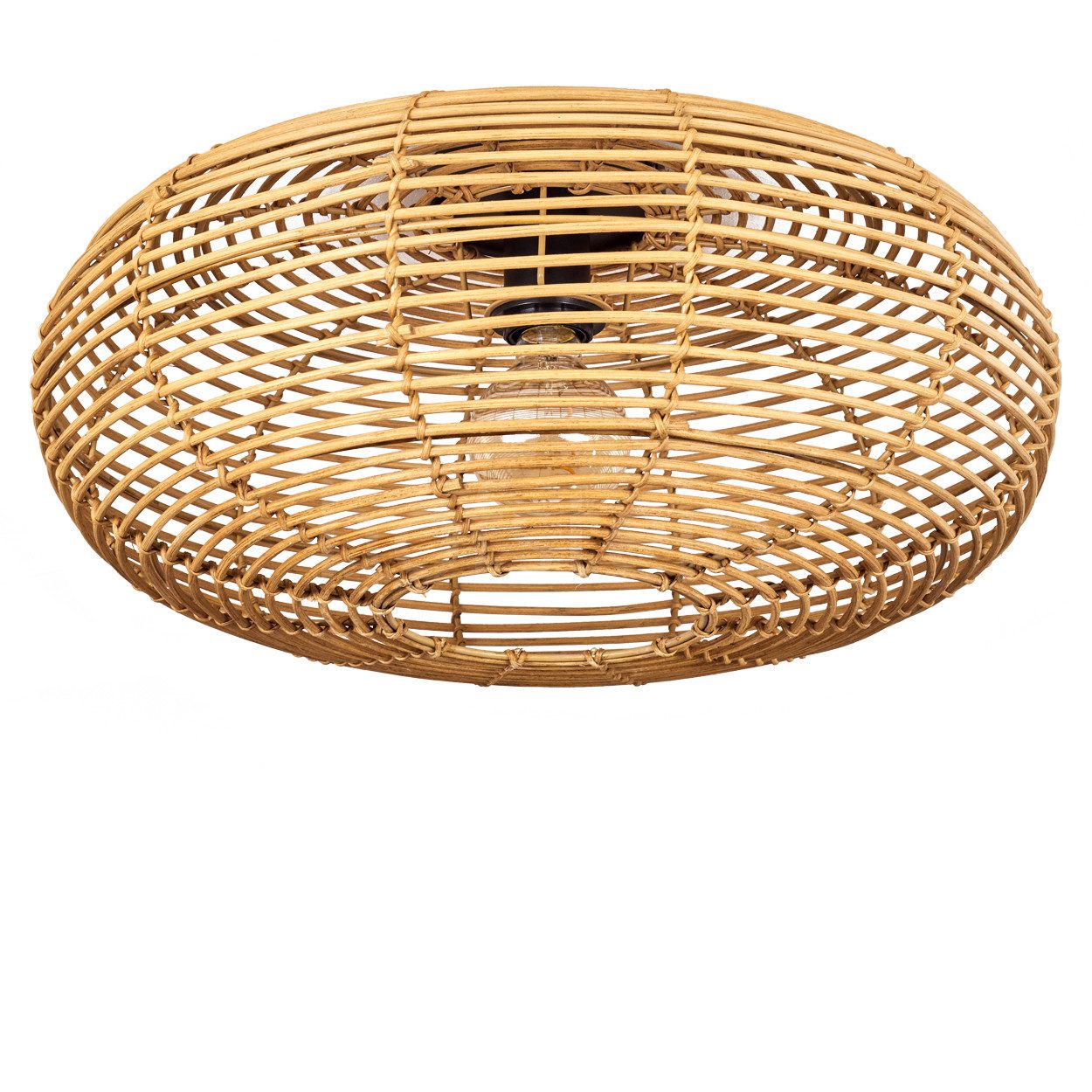 hofstein Deckenleuchte moderne Deckenlampe aus Metall/Rattan in Schwarz/Nat günstig online kaufen