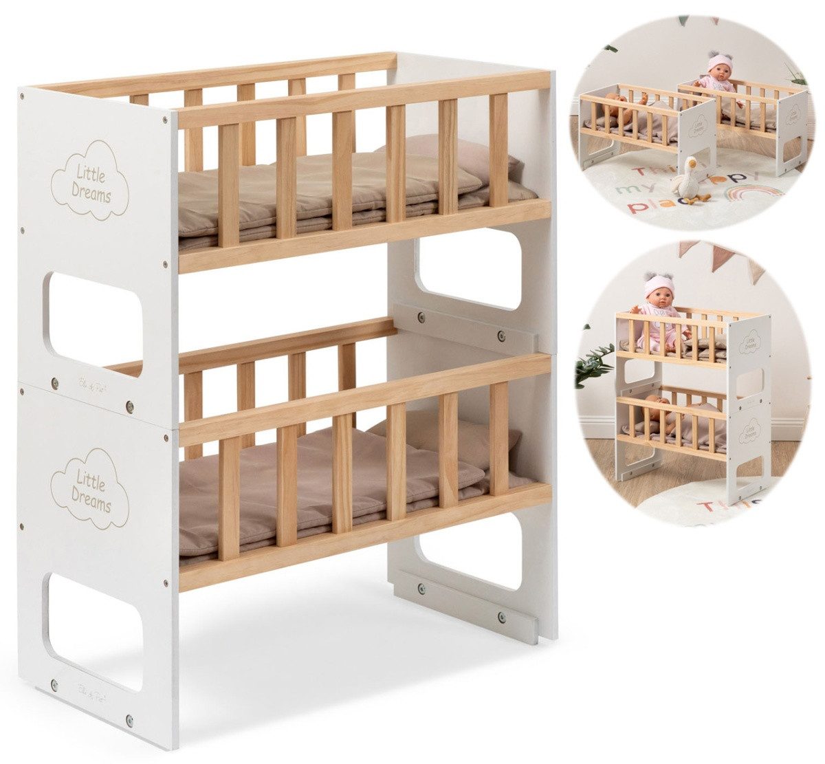 ELLA & PIET® Puppenbett Puppenetagenbett STOCKY TWO Stapelbar (Weiß-Schlamm günstig online kaufen