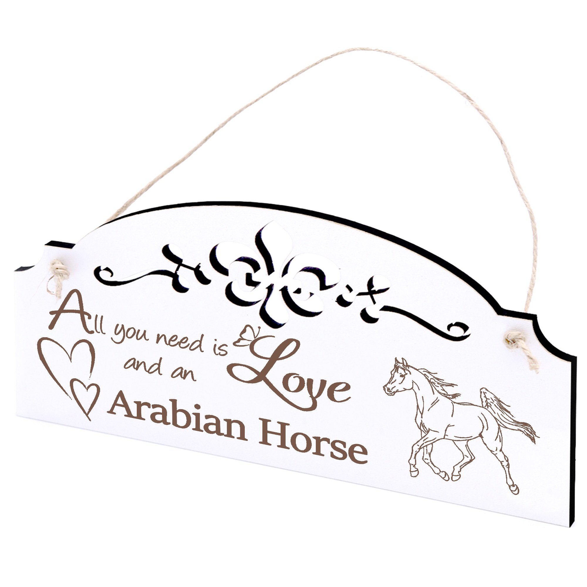 Dekolando Hängedekoration Vollblutaraber Arabian Horse Pferd Deko 20x10cm All you need is Love