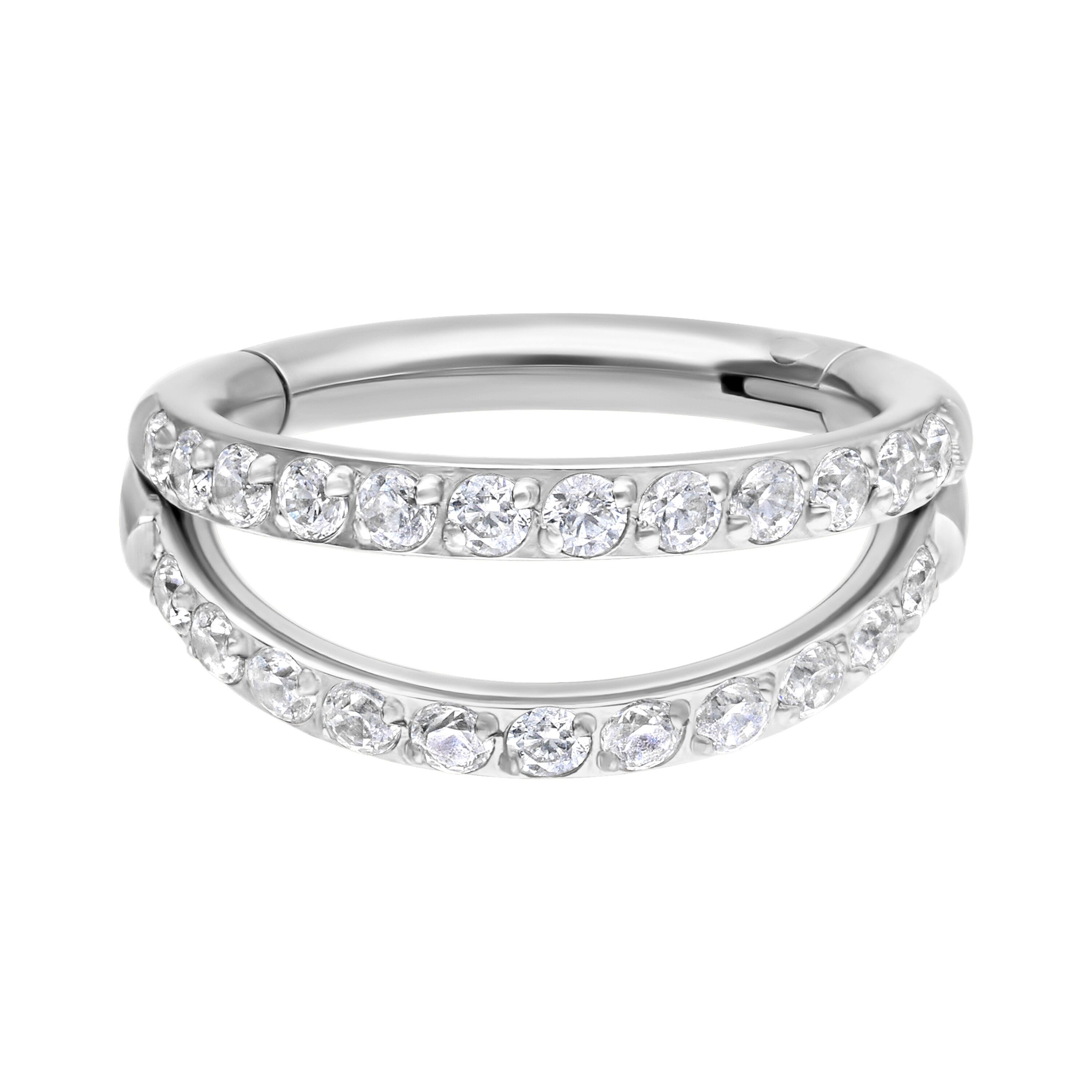 Nasenpiercing Double Row Crystal Clicker für Ohr, Nase, Lippe, Bauchnabel, 1 Stück