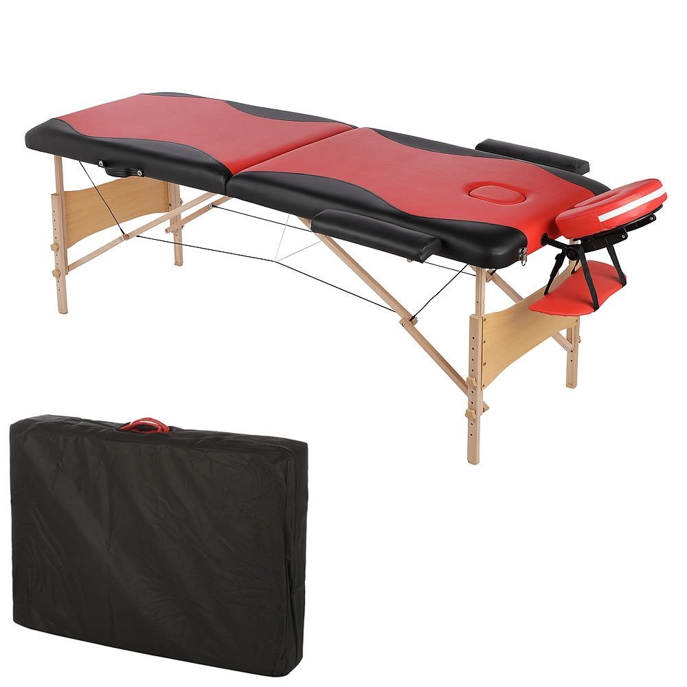 Feel2Home Massageliege Massageliege 2 Zonen Kopfstütze Ergonomische Weiß Rot Gelb Creme Mobil (Stück, Liege), flexibel Einstellbar