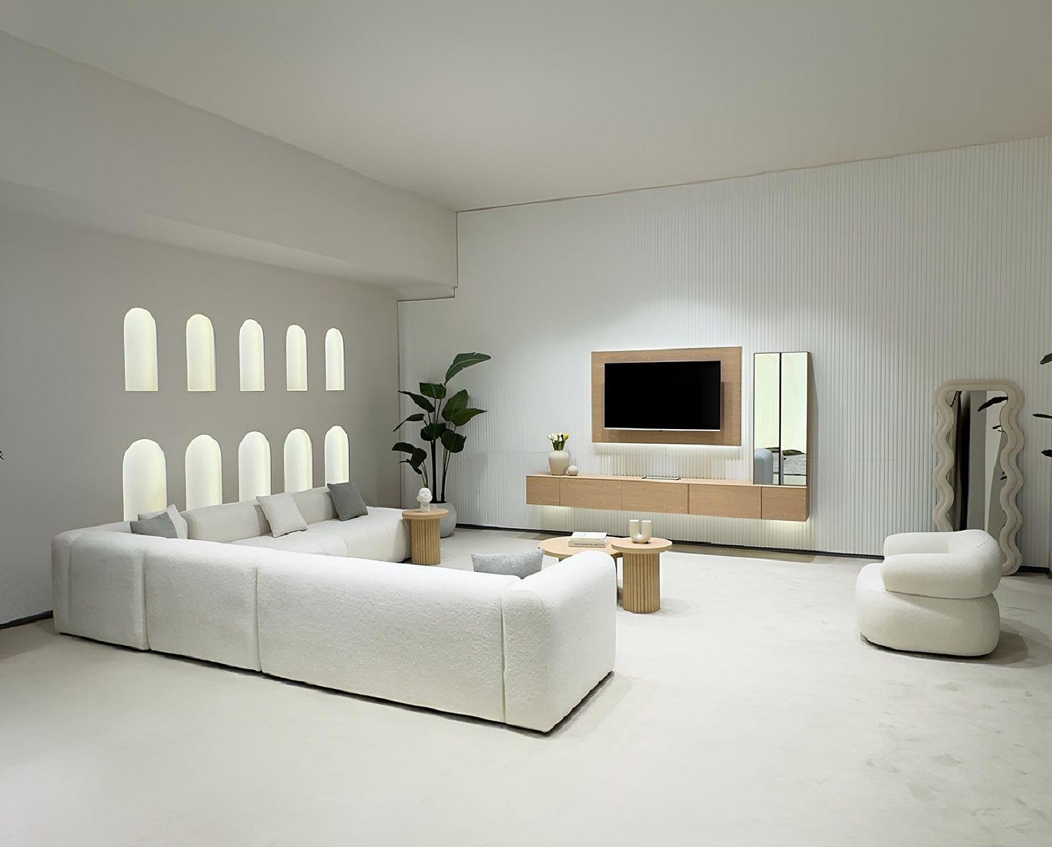 Xlmoebel TV-Wand Moderne TV-Wand aus Holz mit 2 TV-Unterschränken in Braun, (2-St), Made in Europa