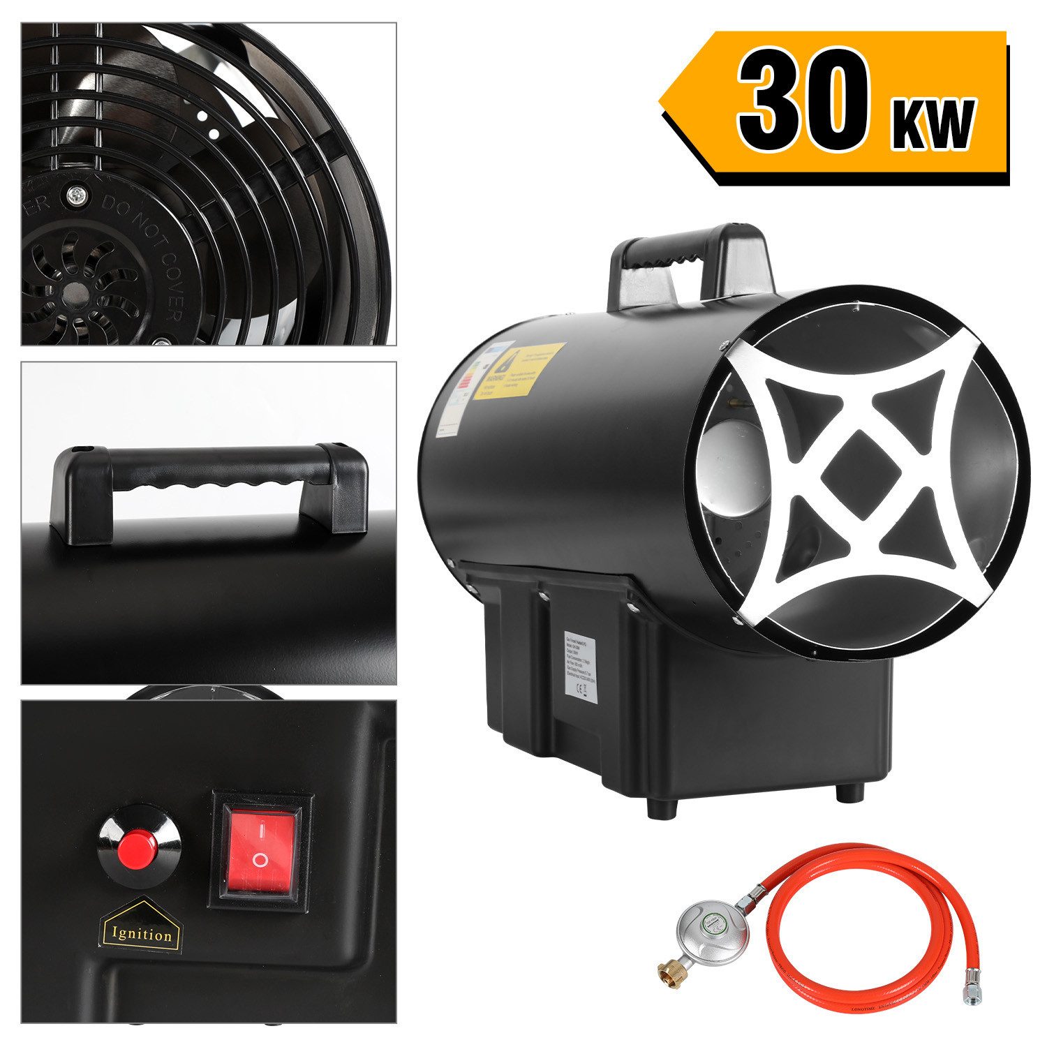 Clanmacy Heizlüfter 30KW Gasheizung für innenräume Gasheizgebläse Heizstrahler Gas, 30000 W, Gasheizstrahler Heizgebläse Bauheizer Heizleistung Niro