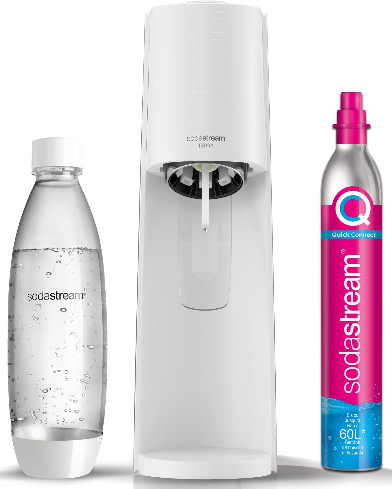 SodaStream Wassersprudler »TERRA«, (Set), inkl. 1x CO2-Zylinder CQC und 1x  1L spülmaschinenfeste Kunststoff-Flasche online kaufen | OTTO