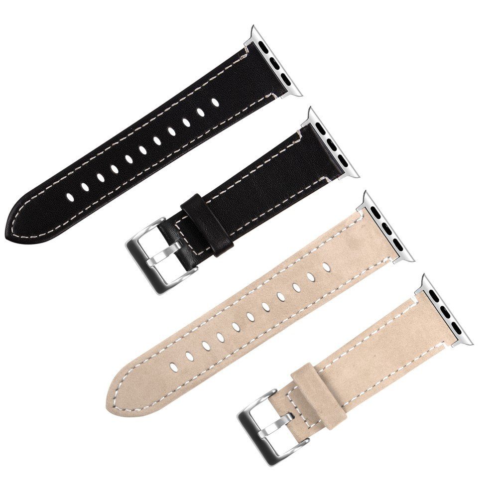 CoverKingz Smartwatch-Armband Leder Faltschließe Lederband Ultra Serie Edelstahl Khaki Retro Armband Series, 2/Ultra/9/8/7/6/SE/5/4/3 Apple Watch 49/45/44/42mm für